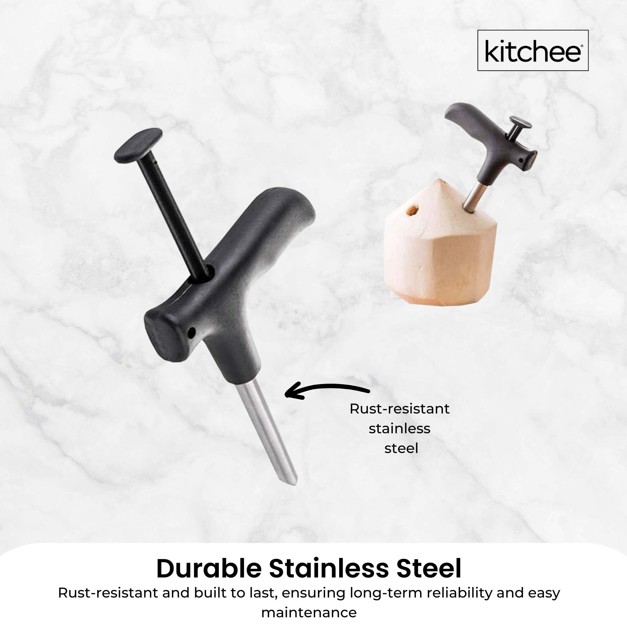 50x Kitchee Coconut Opener - Stainless Steel Hole Punch Kitchen Tool 5
