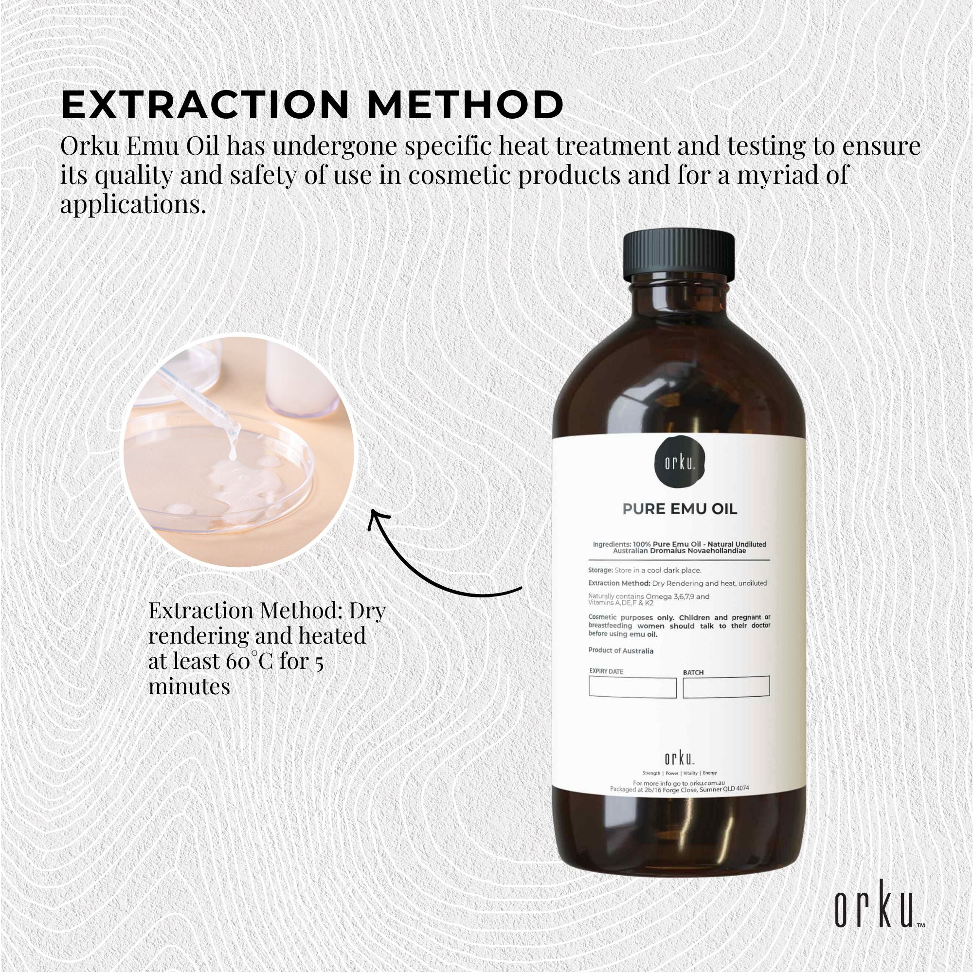 Orku 500ml Pure Emu Oil - Natural Undiluted Australian Dromaius Novaehollandiae 4