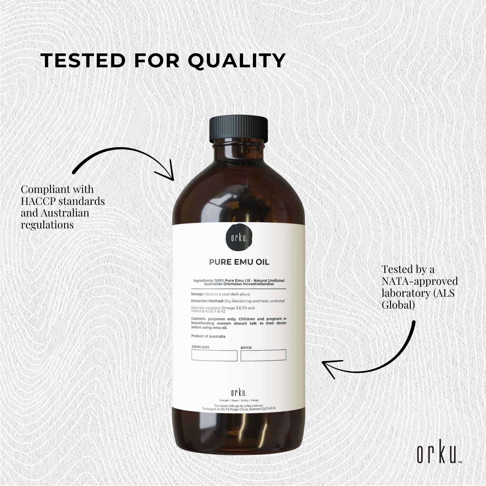 Orku 500ml Pure Emu Oil - Natural Undiluted Australian Dromaius Novaehollandiae 6