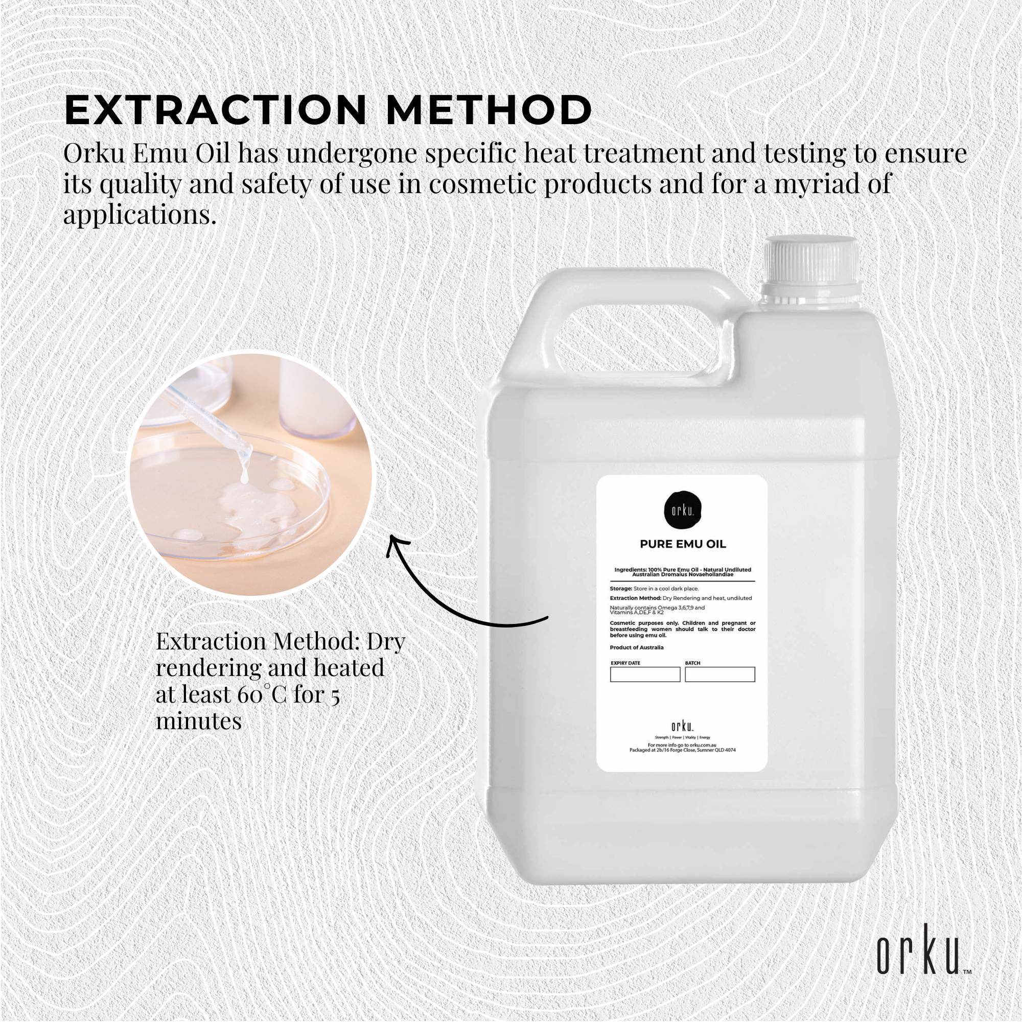 Orku 5L Pure Emu Oil - Natural Undiluted Australian Dromaius Novaehollandiae 5