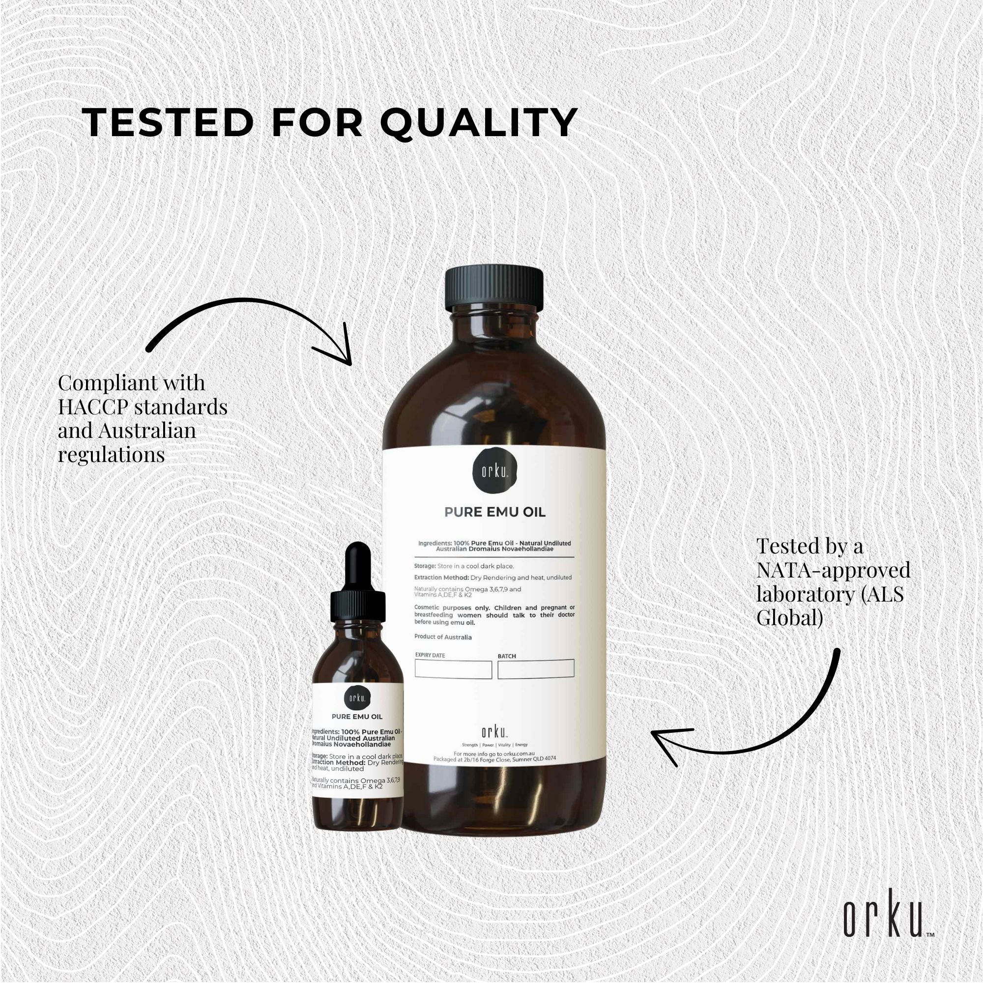 Orku 500ml Pure Emu Oil + Bonus 25ml Bottle - Australian Dromaius Novaehollandiae 7