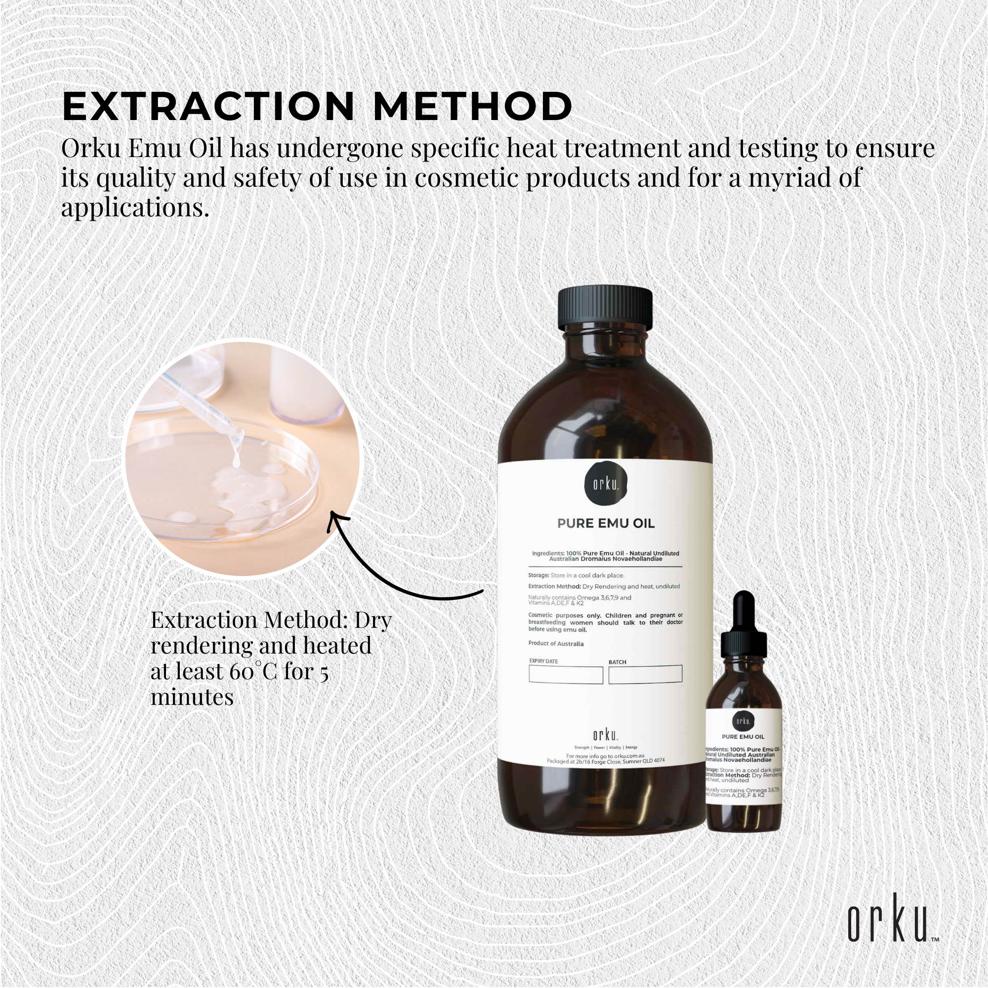 Orku 1L Pure Emu Oil + Bonus 25ml Bottle - Australian Dromaius Novaehollandiae 5