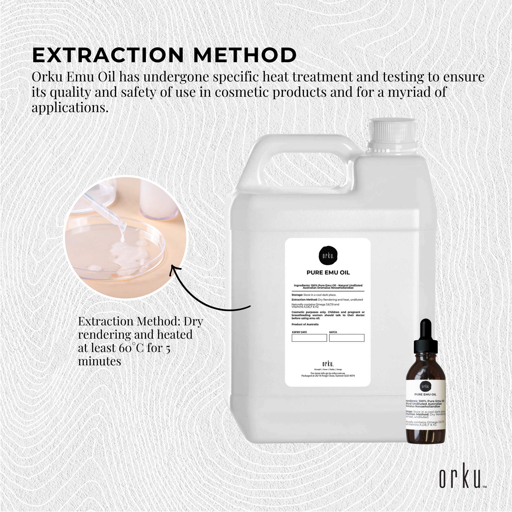 Orku 5L Pure Emu Oil + Bonus 25ml Bottle - Australian Dromaius Novaehollandiae 5