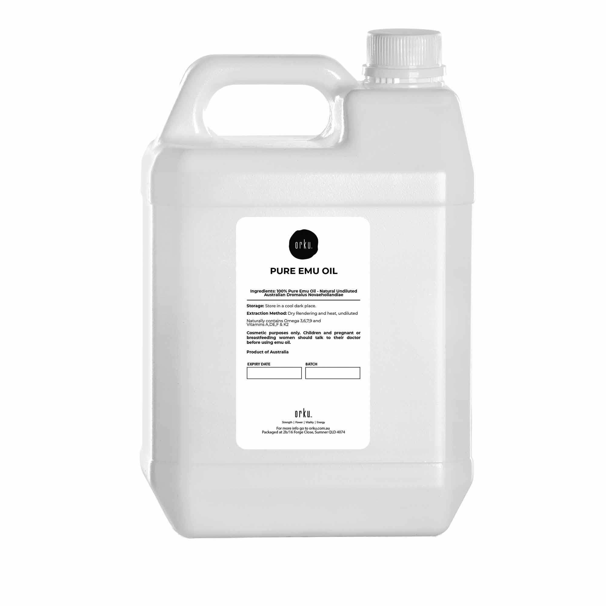 Orku 5L Pure Emu Oil + Bonus 25ml Bottle - Australian Dromaius Novaehollandiae 9