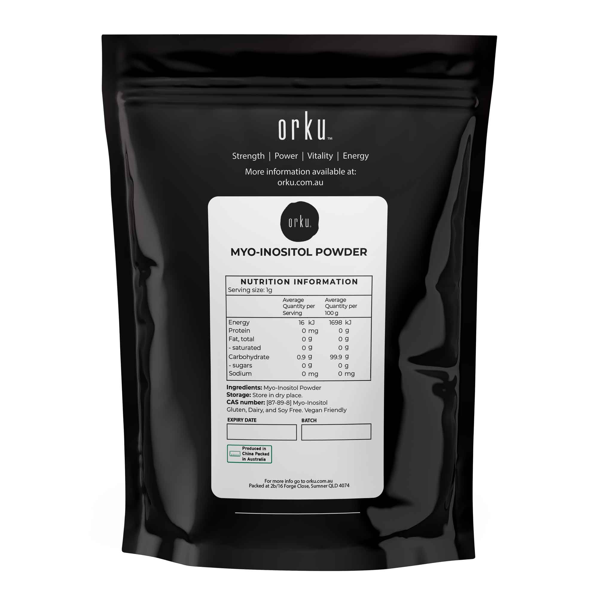 Orku 400g Myo Inositol Powder - USP Grade High Purity Unflavoured