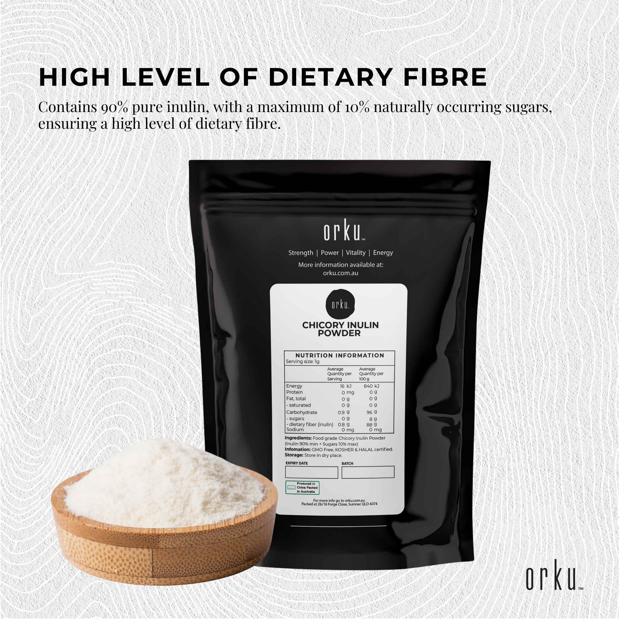 Orku 1Kg Chicory Root Inulin Powder - Unflavoured Natural Prebiotic Fibre 5