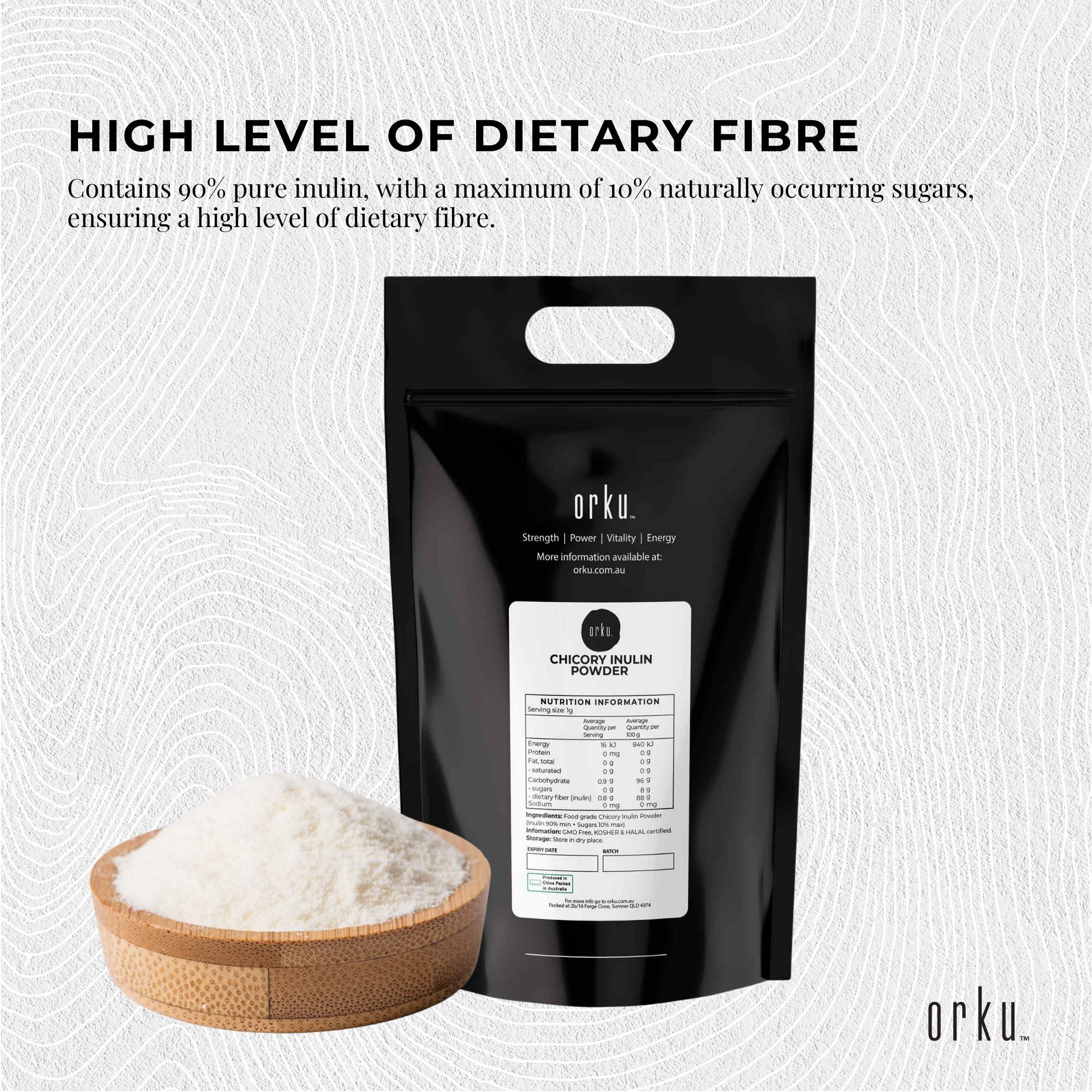 Orku 10Kg Chicory Root Inulin Powder - Unflavoured Natural Prebiotic Fibre 3