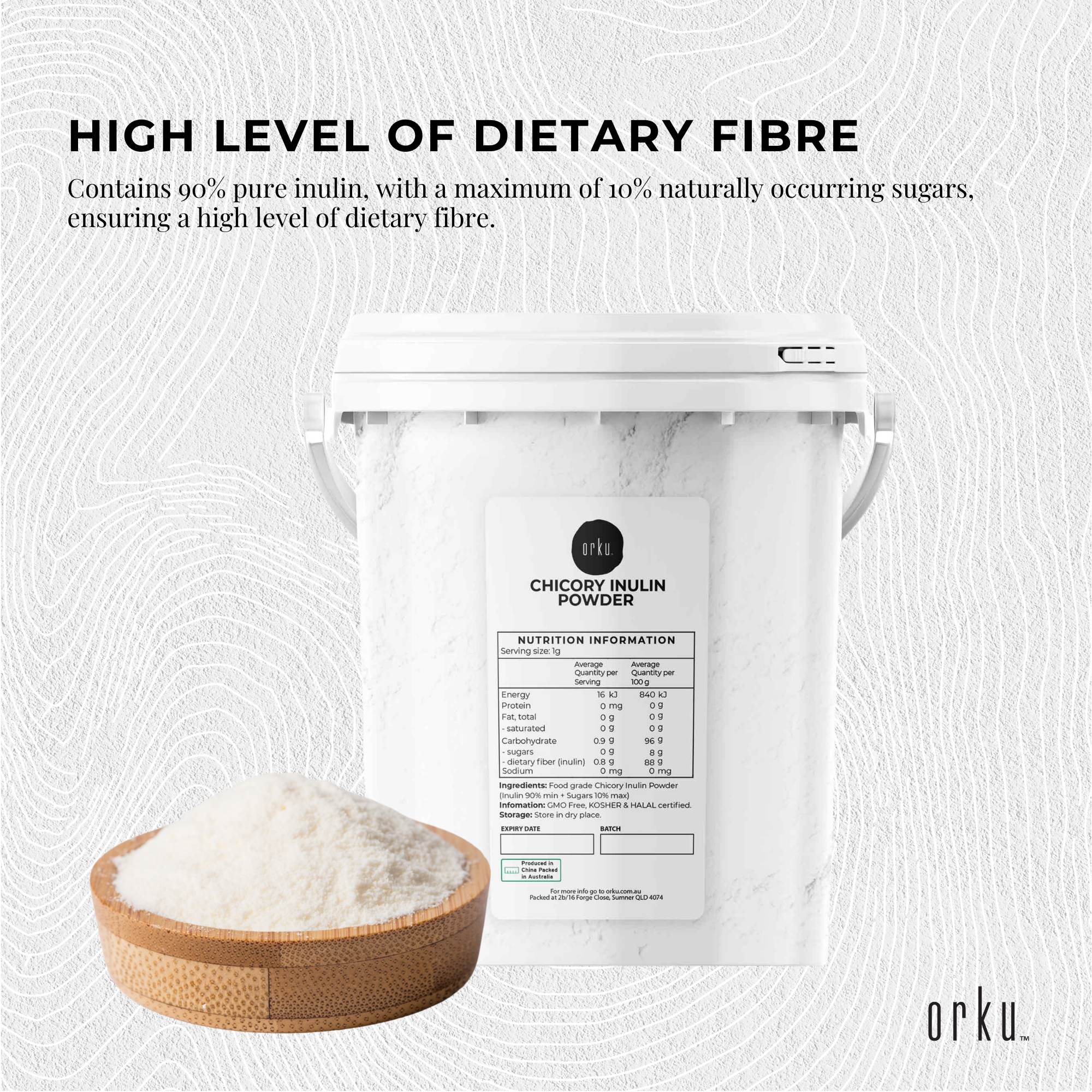 Orku 800g Chicory Root Inulin Powder Tub - Unflavoured Natural Prebiotic Fibre 4
