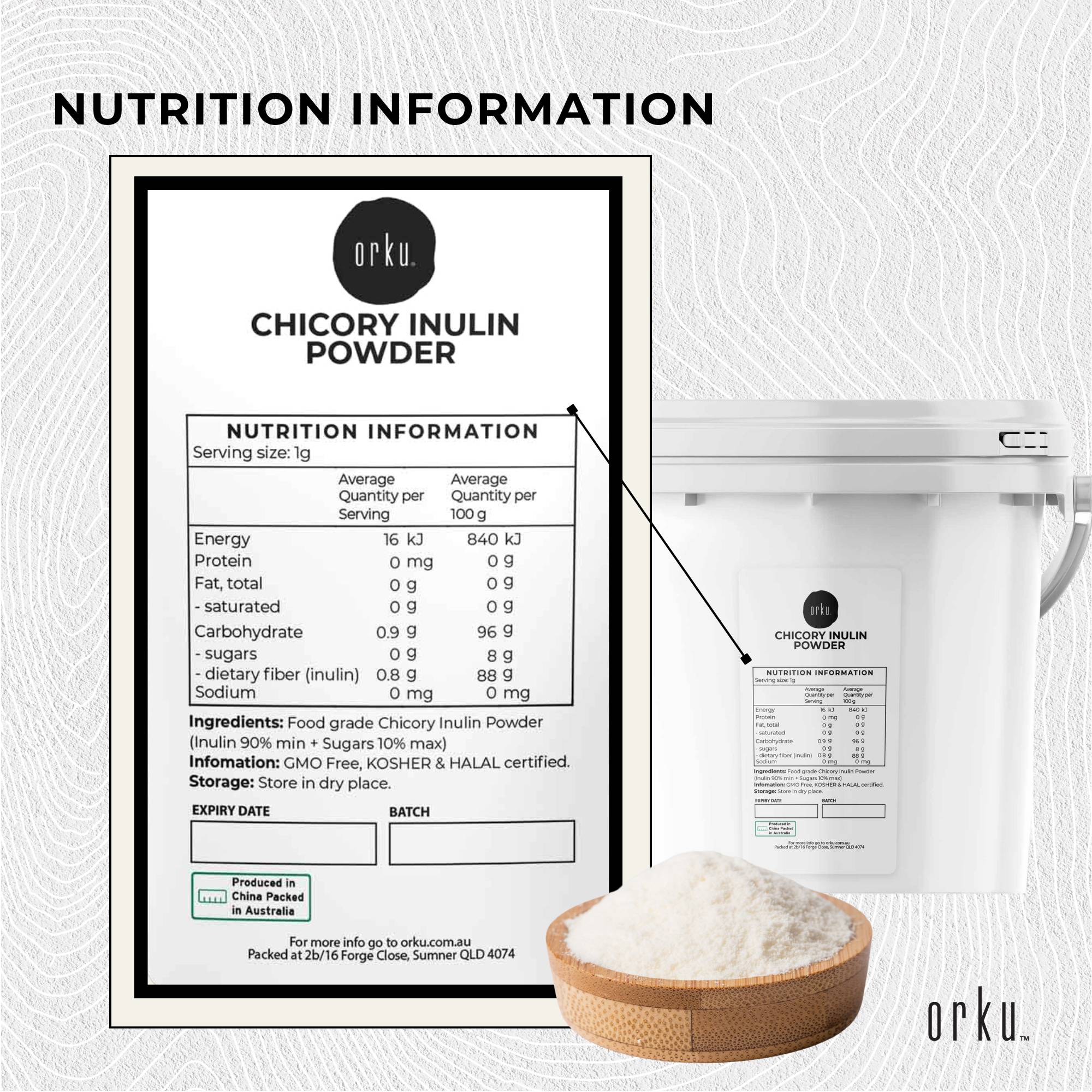 Orku 3.5Kg Chicory Root Inulin Powder Tub - Unflavoured Natural Prebiotic Fibre