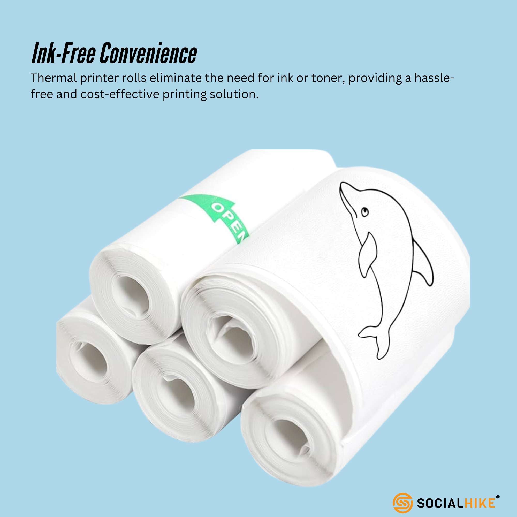Social Hike 5 Pack Thermal Paper Camera Rolls Sticker - Instant Print Refill 3