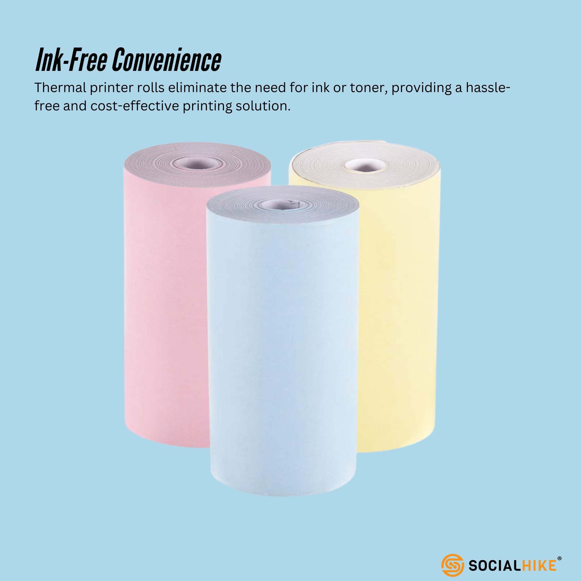 Social Hike 3 Pack Thermal Paper Camera Rolls Colour - Instant Print Refill 3