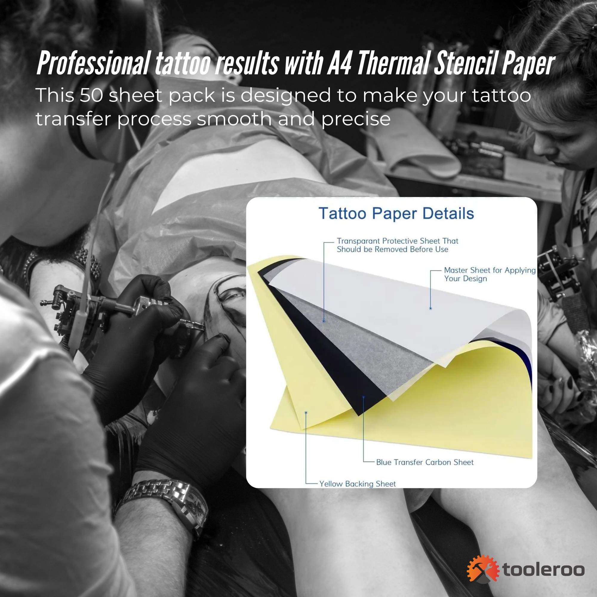Tooleroo 50x Sheets A4 Tattoo Thermal Paper - for Professional Stencil Transfer 3