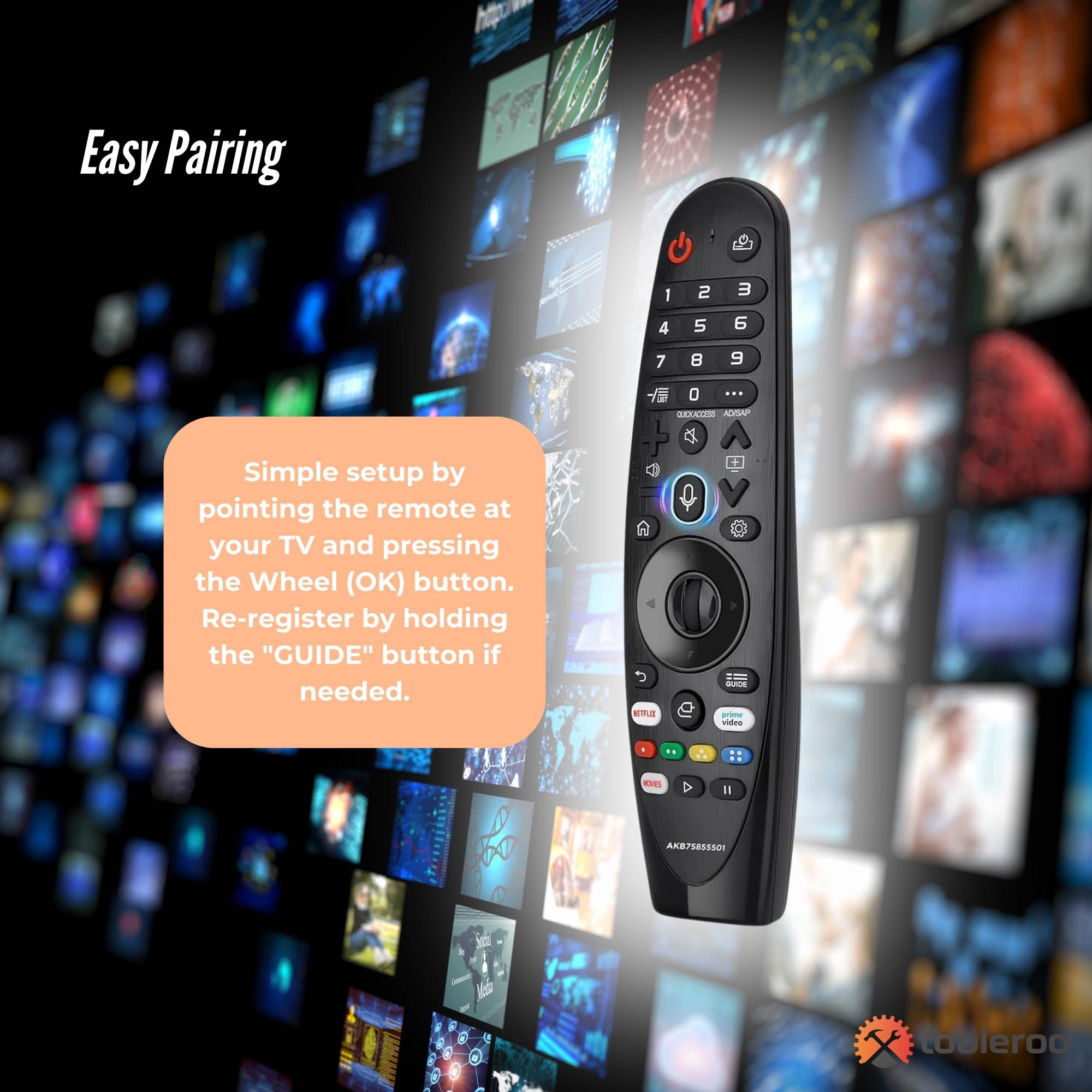 Tooleroo Smart TV Remote Control Replacement for LG Voice Magic 20GA 19BA 18BA 5