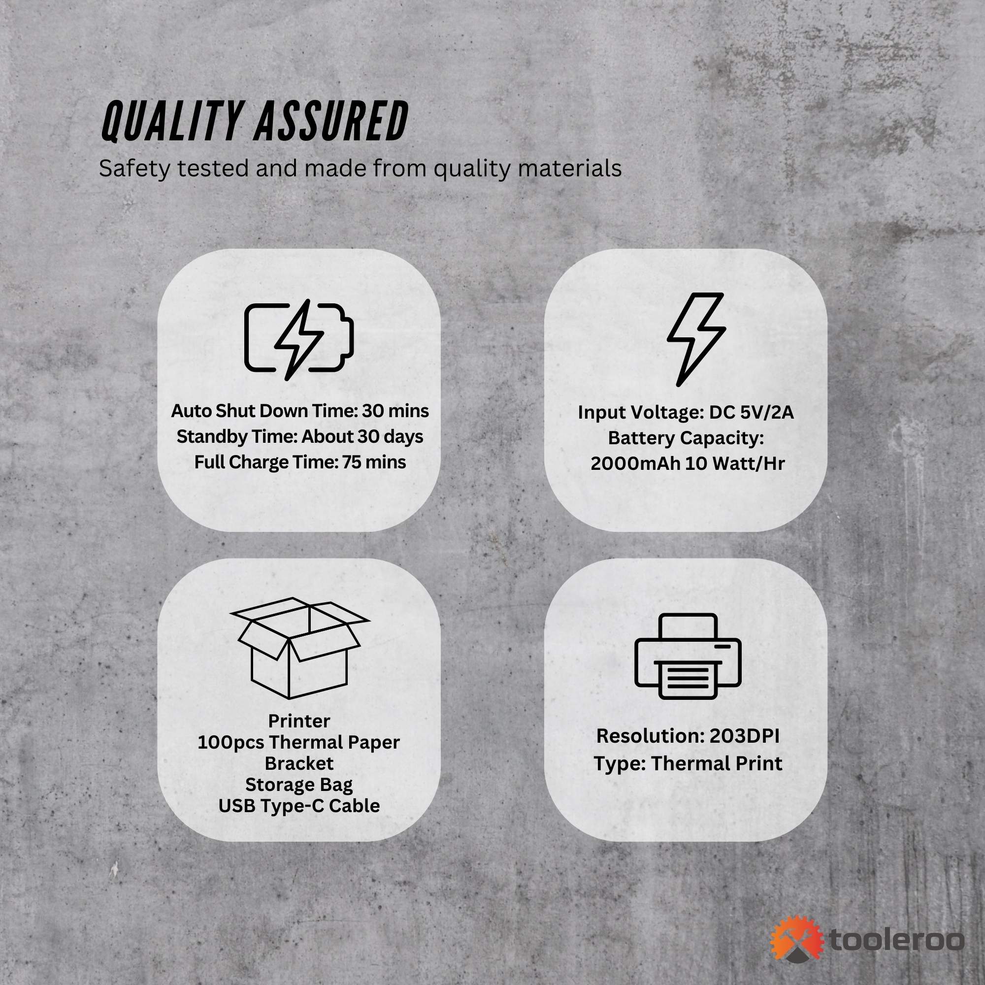 Tooleroo Portable A4 Thermal Printer Black + Paper Kit - Wireless and Inkless 8