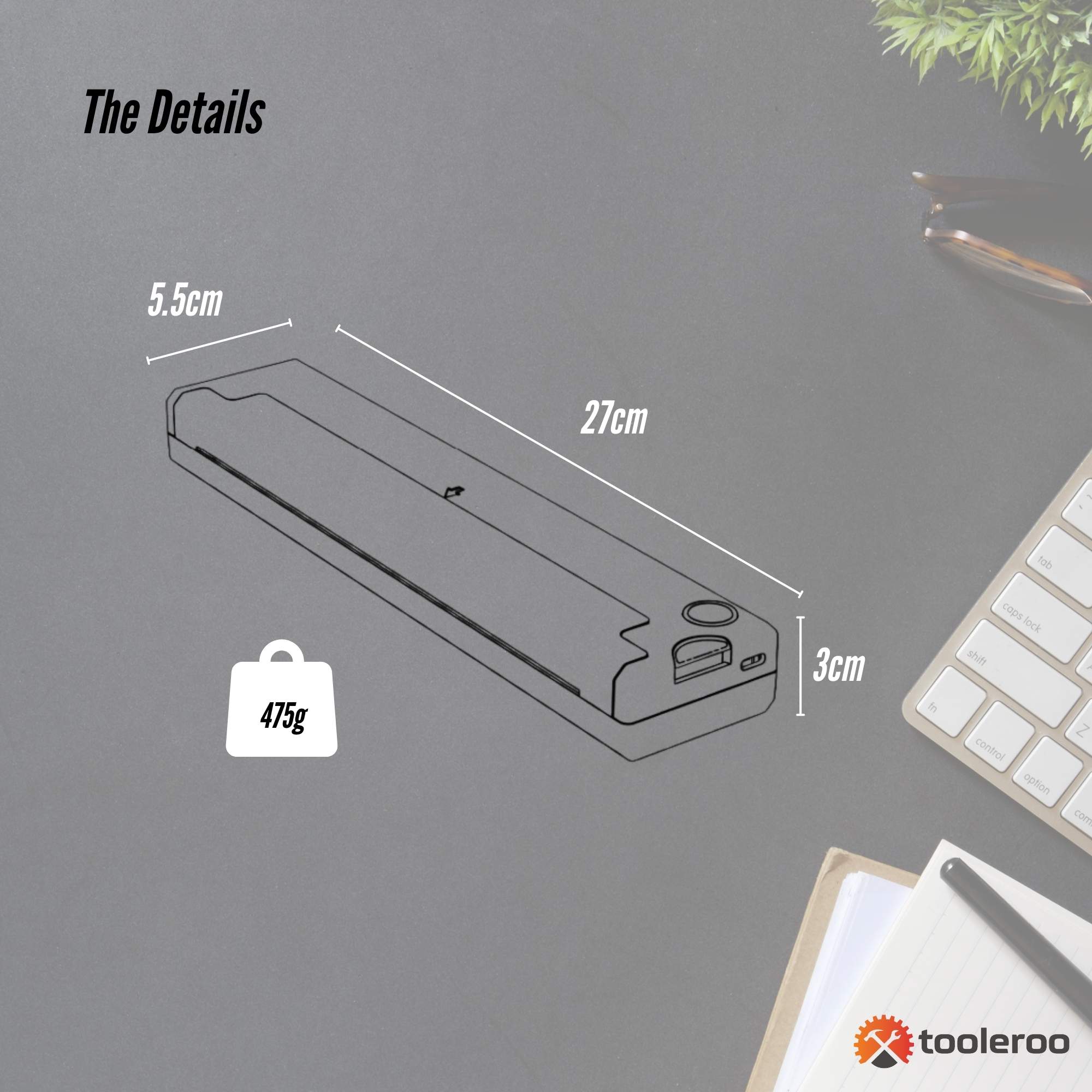 Tooleroo Portable A4 Thermal Printer White + Paper Kit - Wireless and Inkless 6
