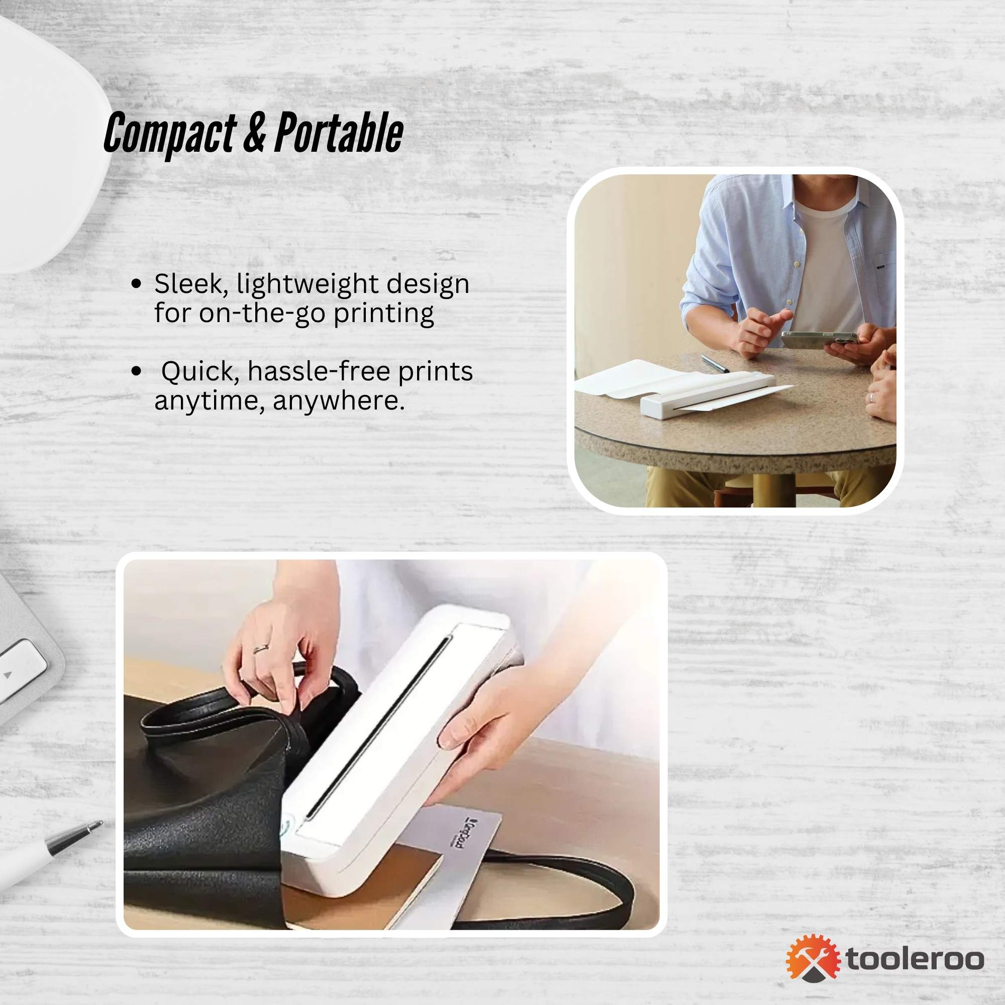 Tooleroo Portable A4 Thermal Printer White + Paper Kit - Wireless and Inkless 7
