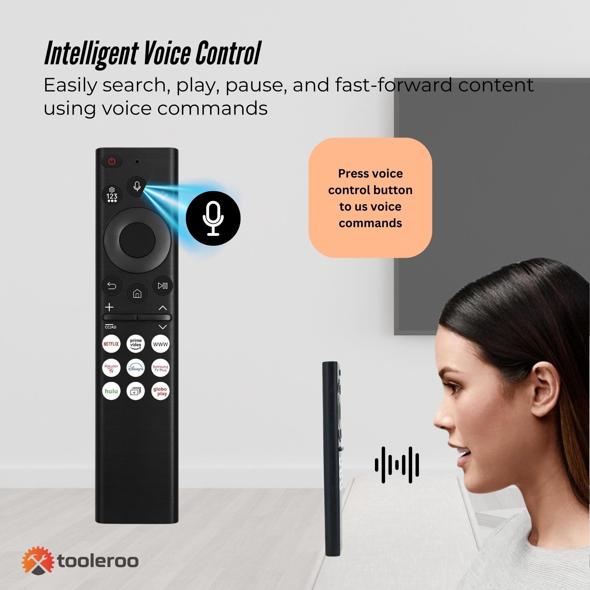 Tooleroo Smart TV Remote Control Replacement For Samsung Voice URC01910F 3
