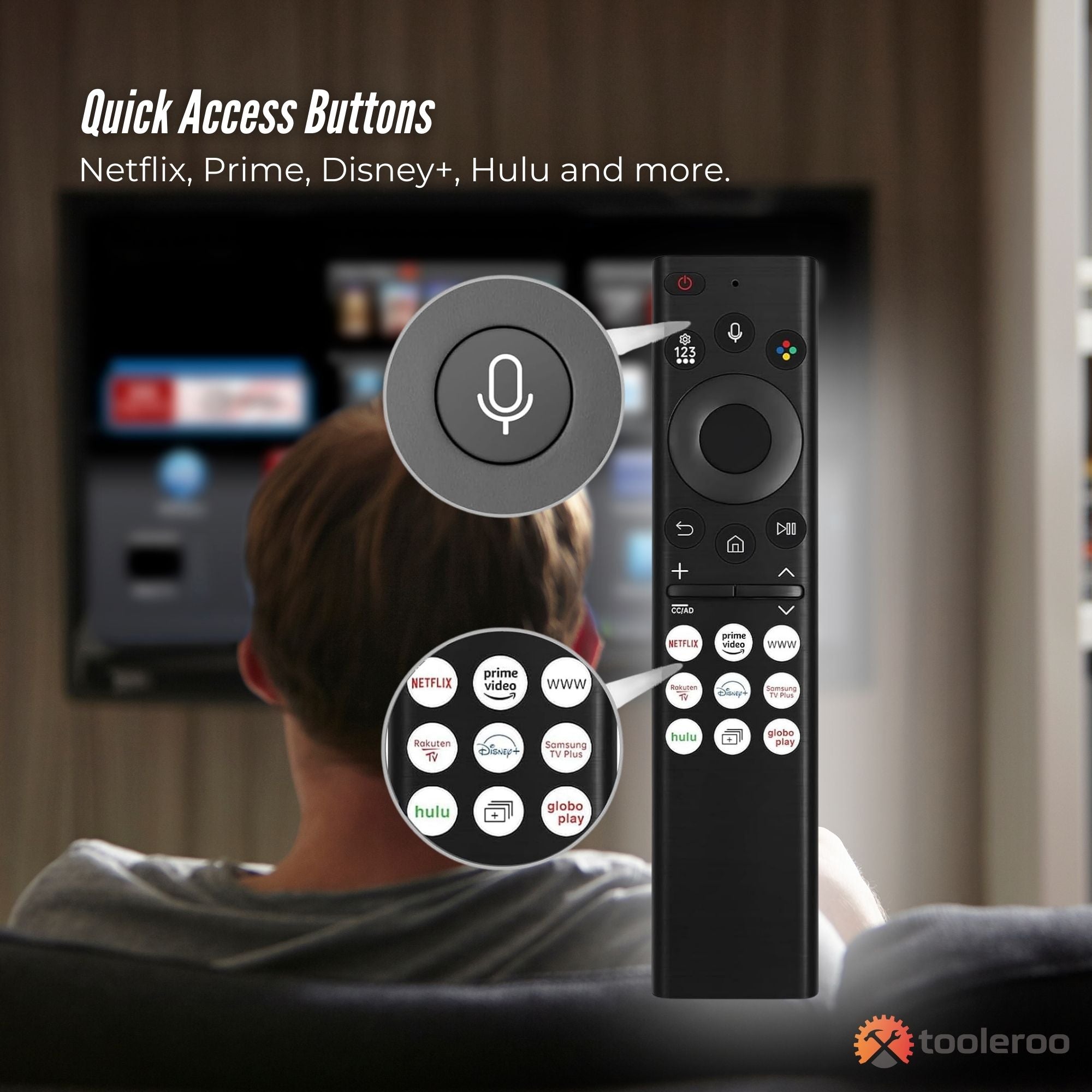Tooleroo Smart TV Remote Control Replacement For Samsung Voice URC01910F 6