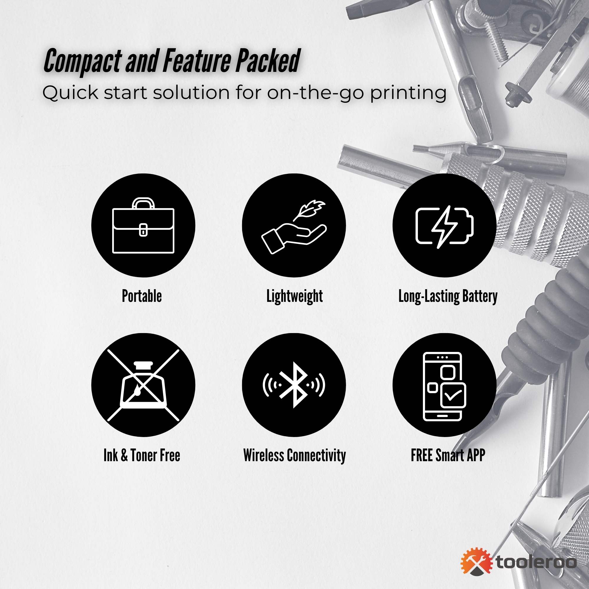 Tooleroo Portable A4 Thermal Printer Black + Tattoo Stencil Paper - Wireless 5