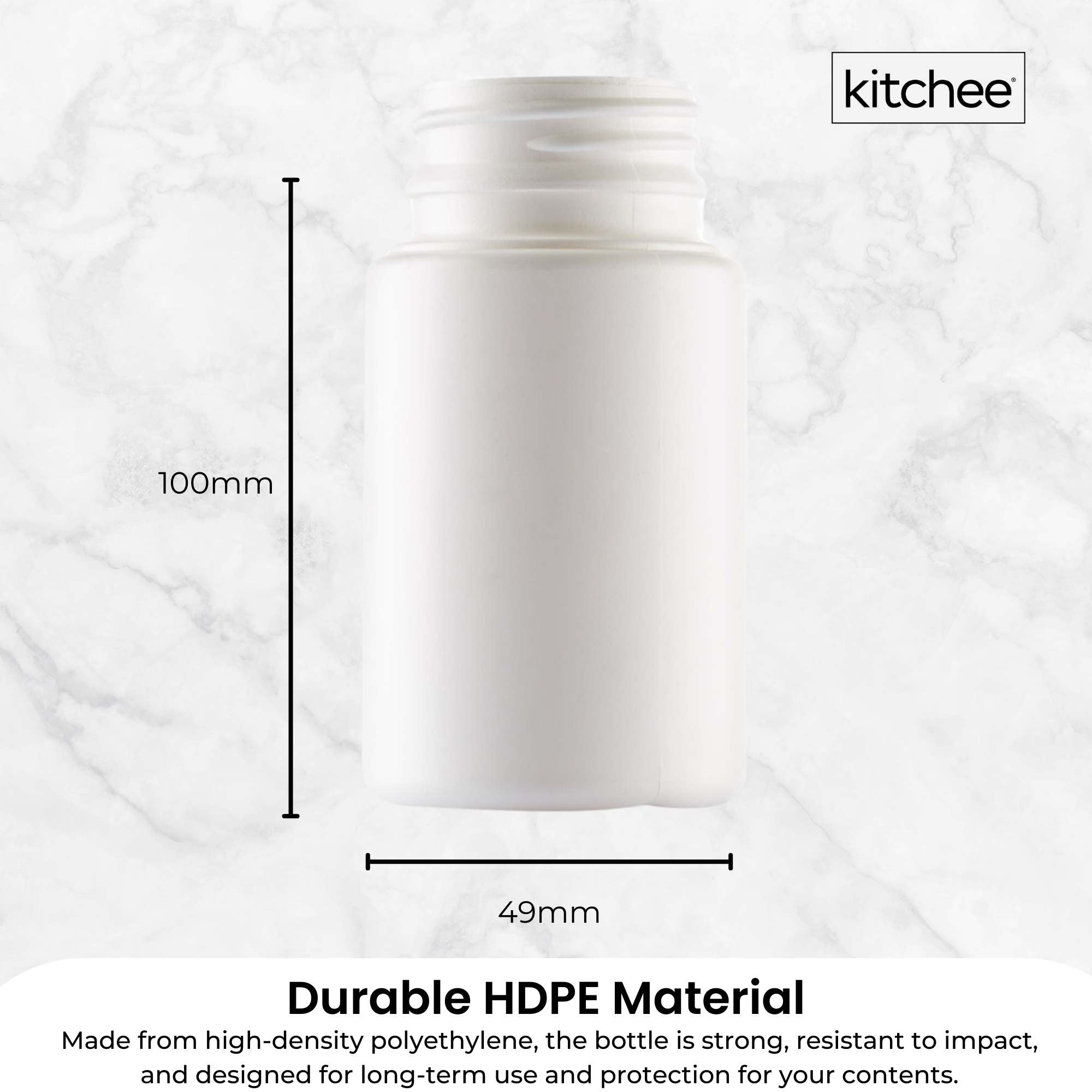 Kitchee 10x Tablet Bottles 90ml + 38mm TamperTel Child Resistant Cap - Round 3