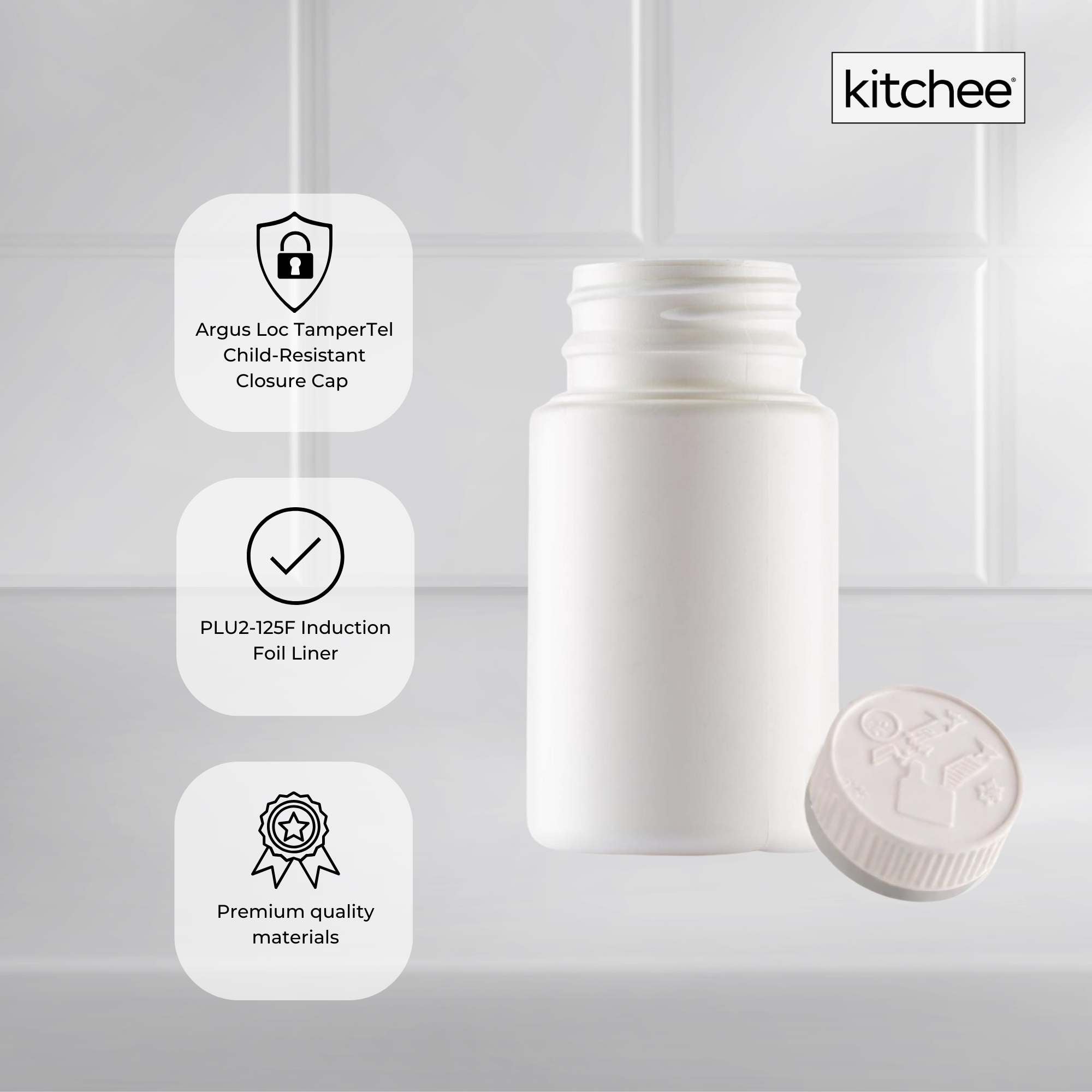 Kitchee 100x Tablet Bottles 90ml + 38mm TamperTel Child Resistant Cap - Round 3