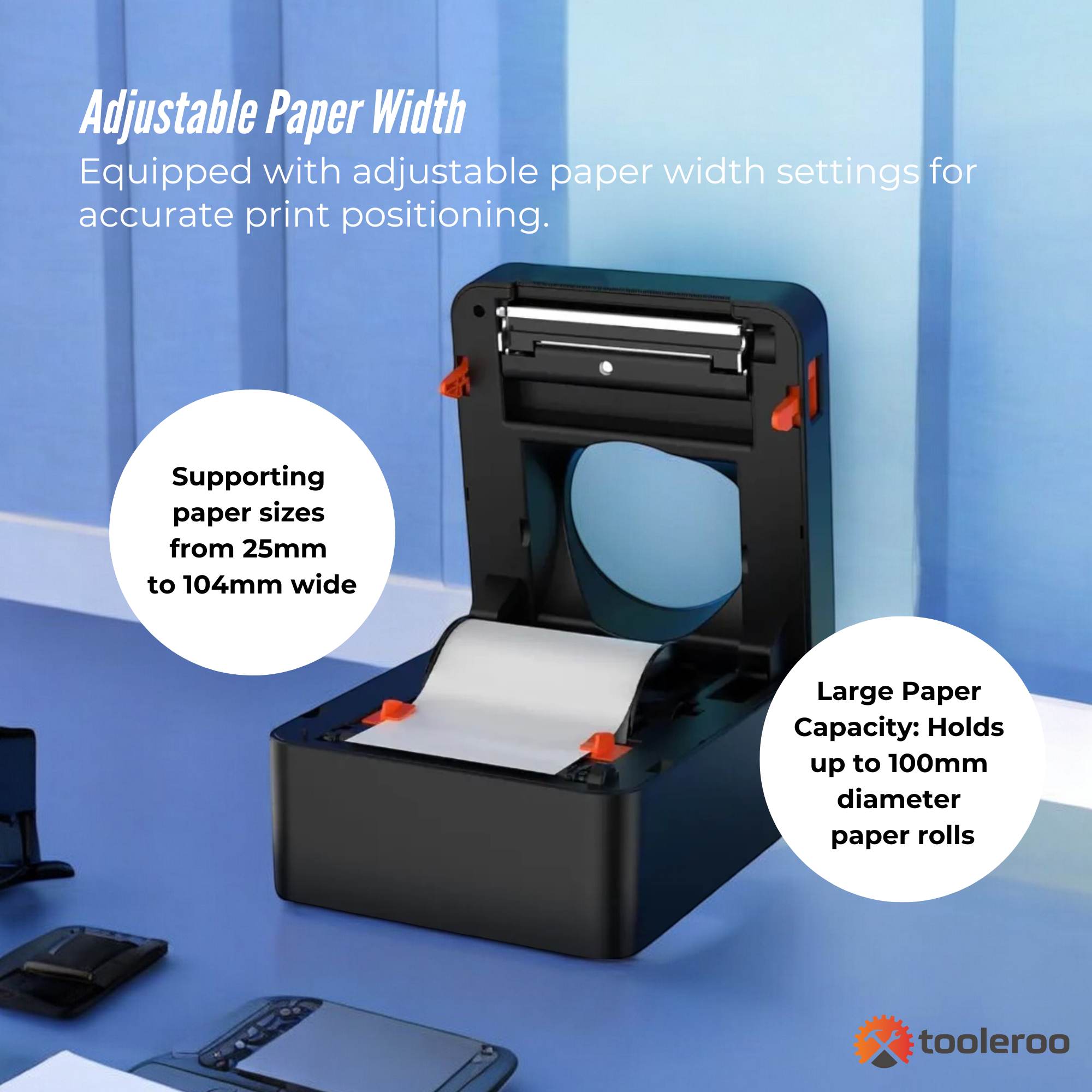 Tooleroo Bluetooth Thermal Label Printer - USB POS Receipt Shipping Printing 3