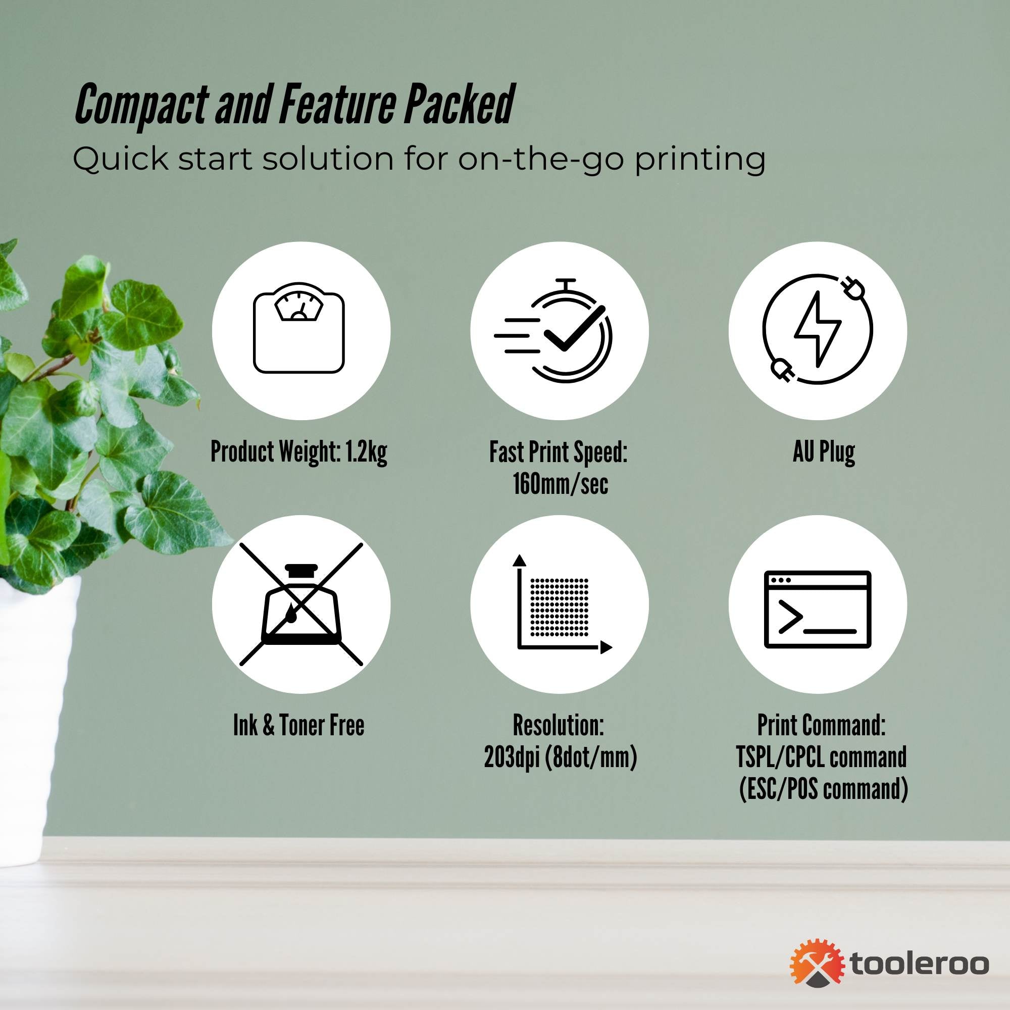 Tooleroo Bluetooth Thermal Label Printer - USB POS Receipt Shipping Printing 5