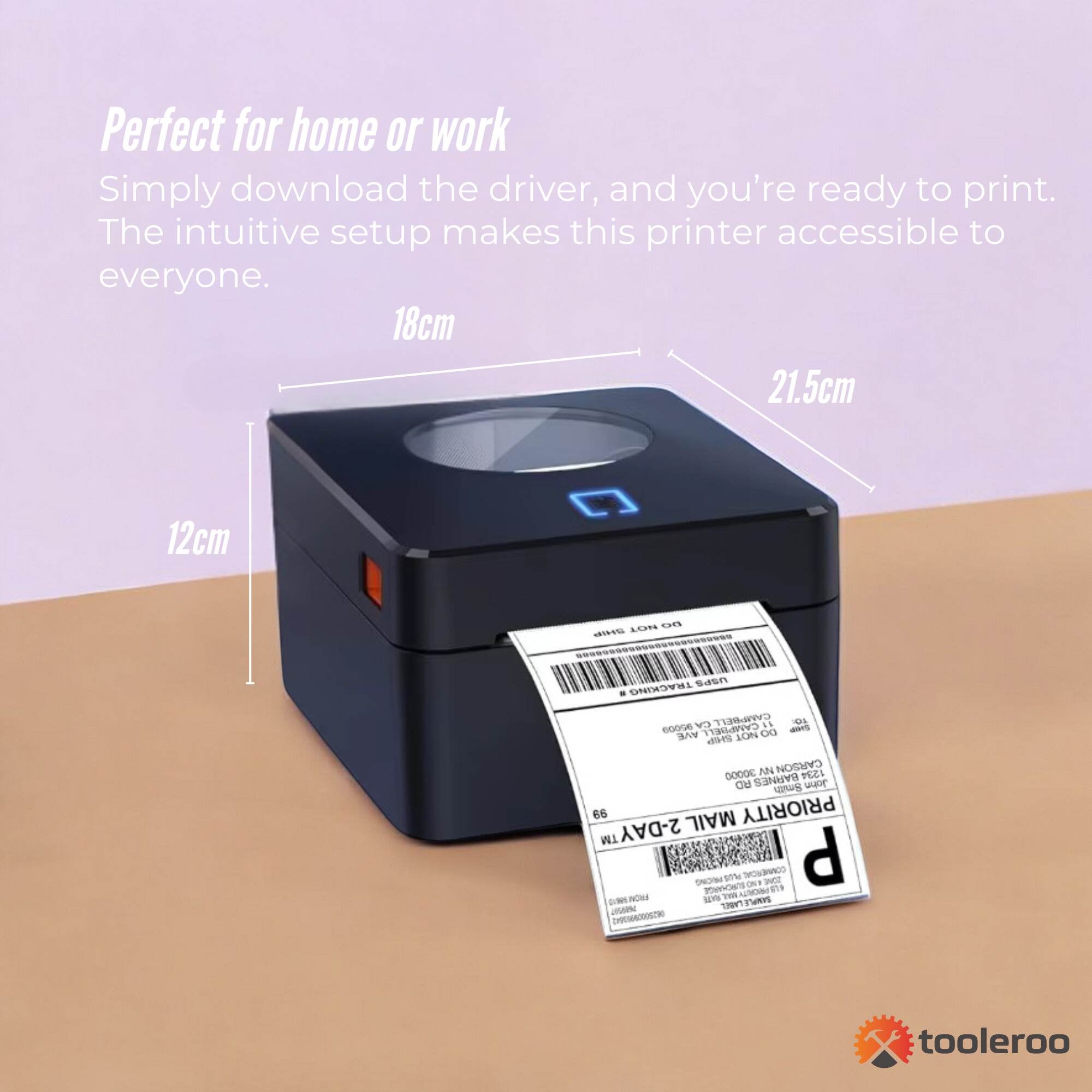 Tooleroo Bluetooth Thermal Label Printer - USB POS Receipt Shipping Printing 6