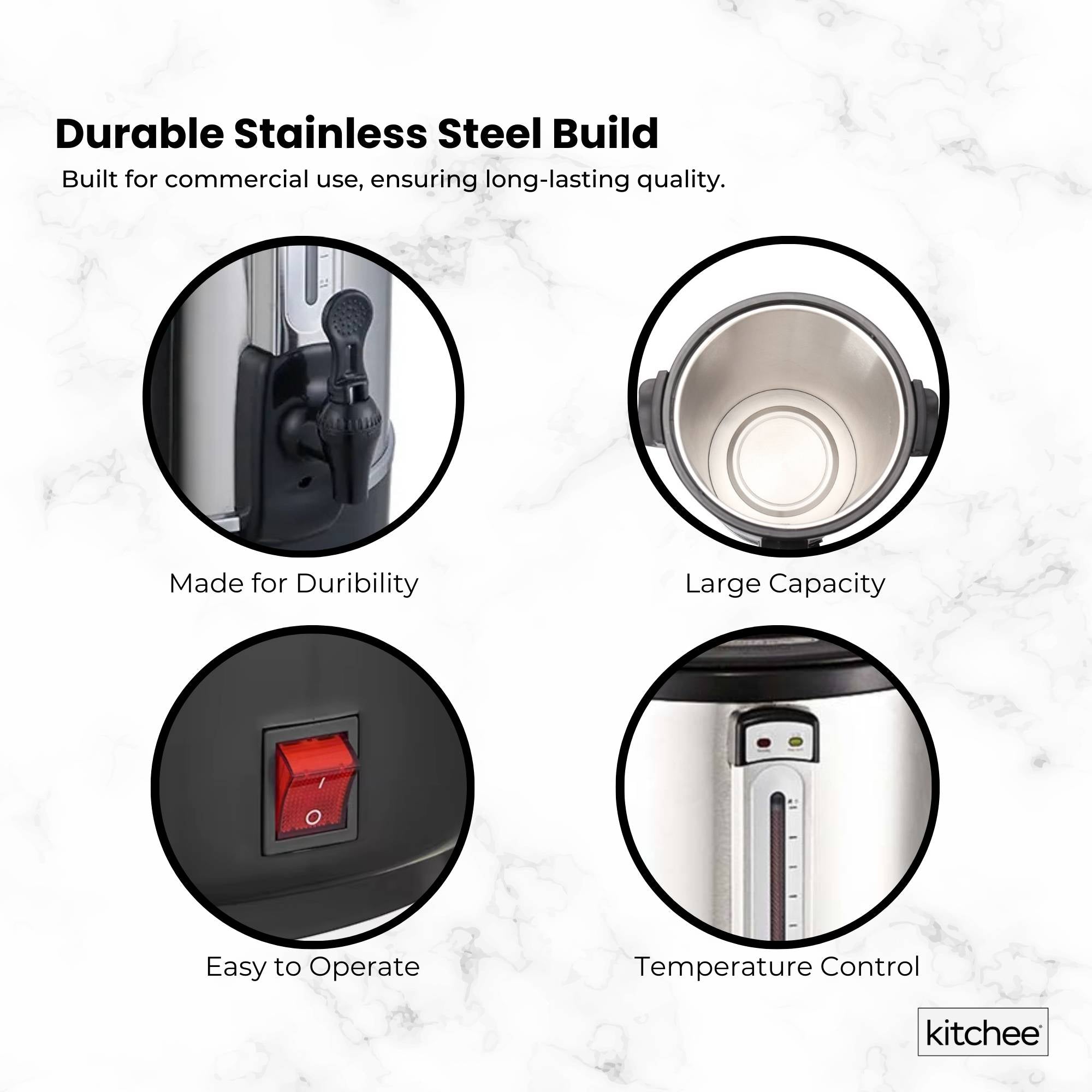 Kitchee 10L Electric Water Boiler - Stainless Steel Commercial Hot Liquid Urn 3