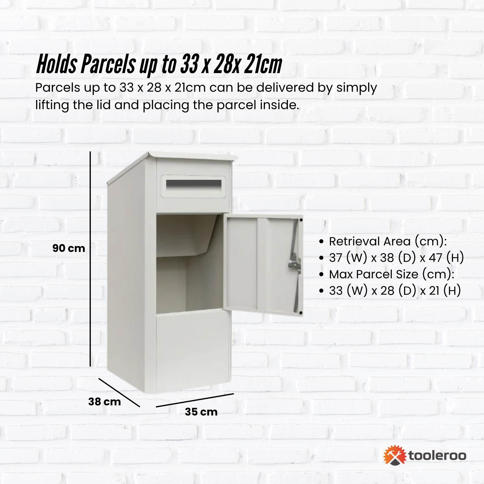 Parcel Delivery Drop Box Mailbox - Secure Home Package Locker 38x38x90cm White 3