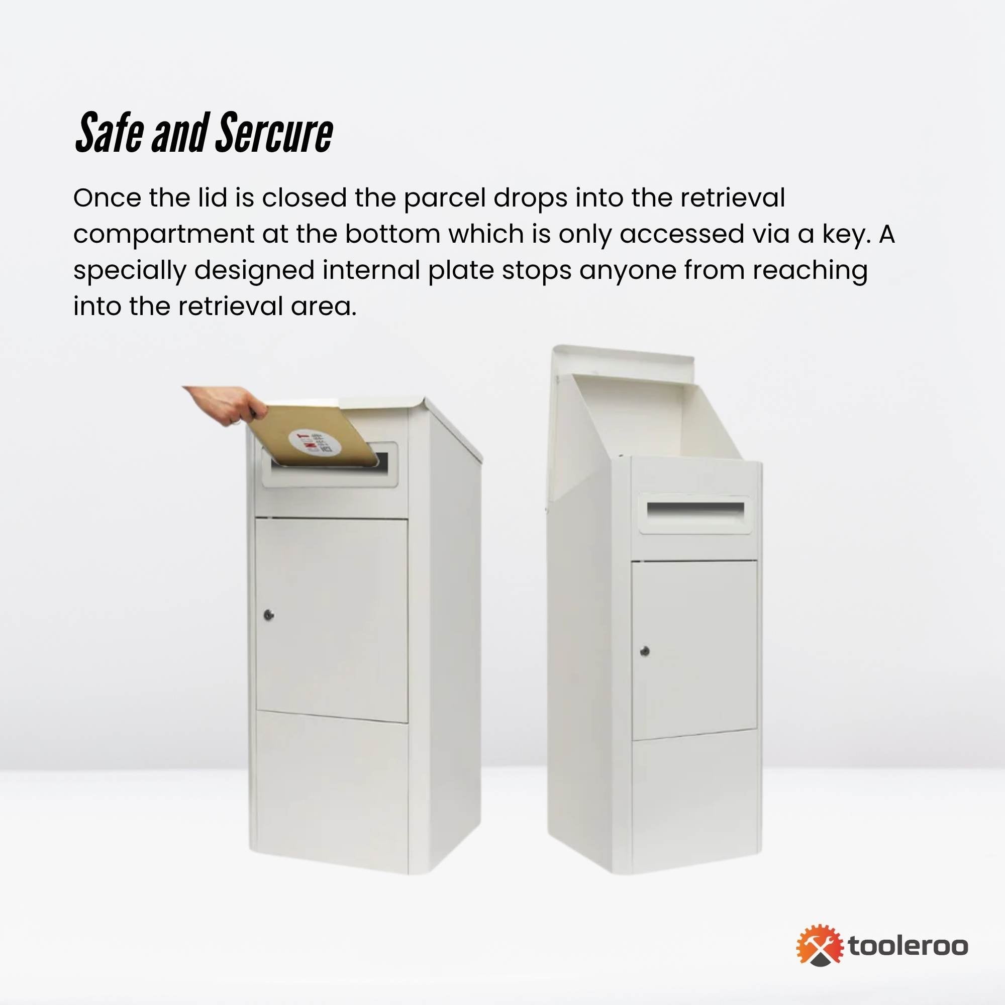 Parcel Delivery Drop Box Mailbox - Secure Home Package Locker 38x38x90cm White 5