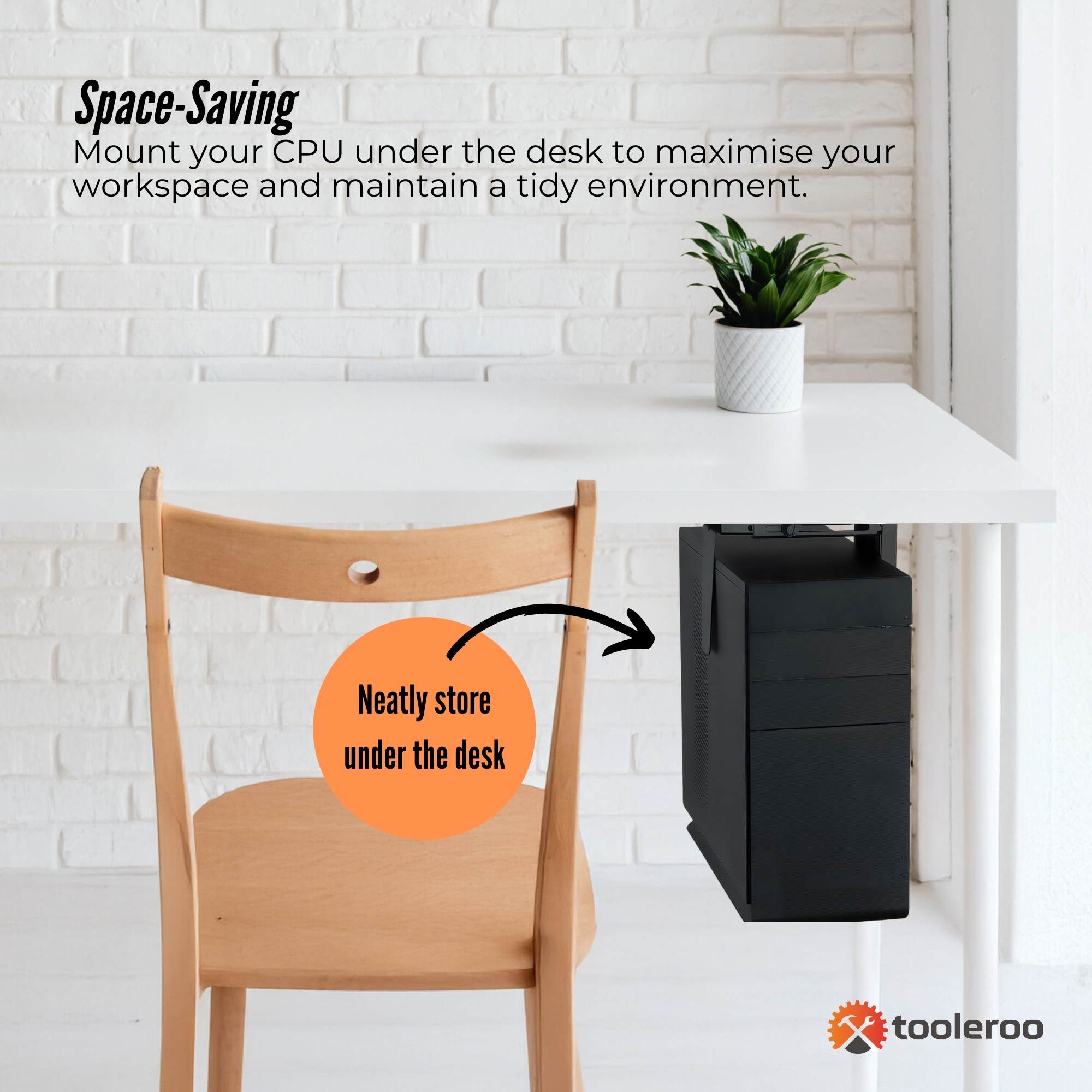Tooleroo Under Desk CPU Holder PC Mount - Adjustable 360 Degree Rotation Rack 3