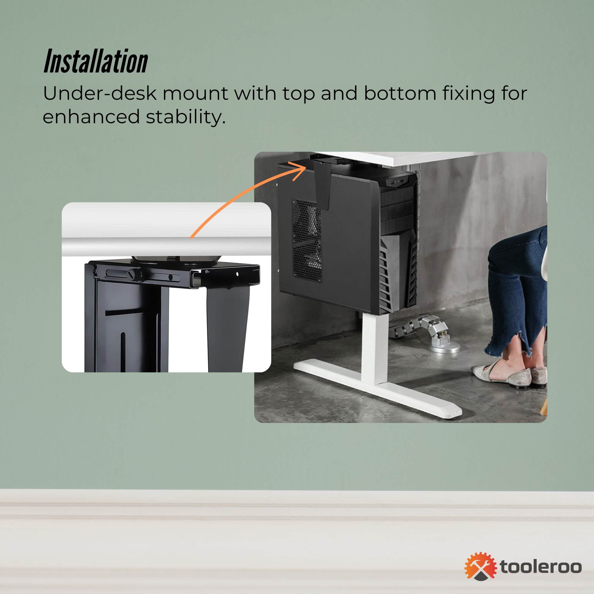 Tooleroo Under Desk CPU Holder PC Mount - Adjustable 360 Degree Rotation Rack 6