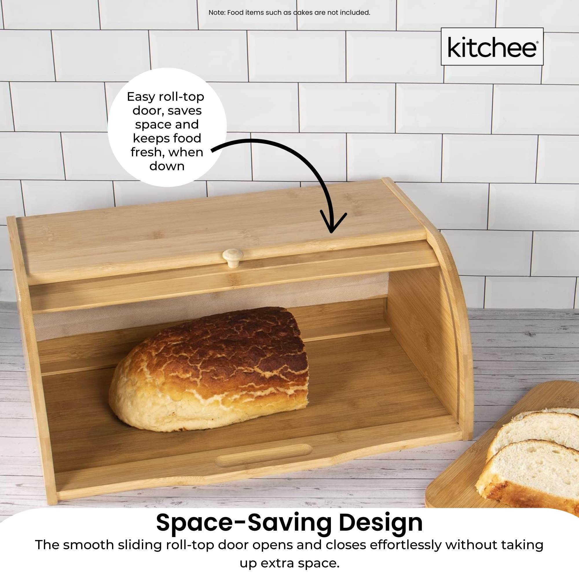Kitchee 40cm Bamboo Bread Box - Storage Bin Keeper Kitchen Counter Container 3