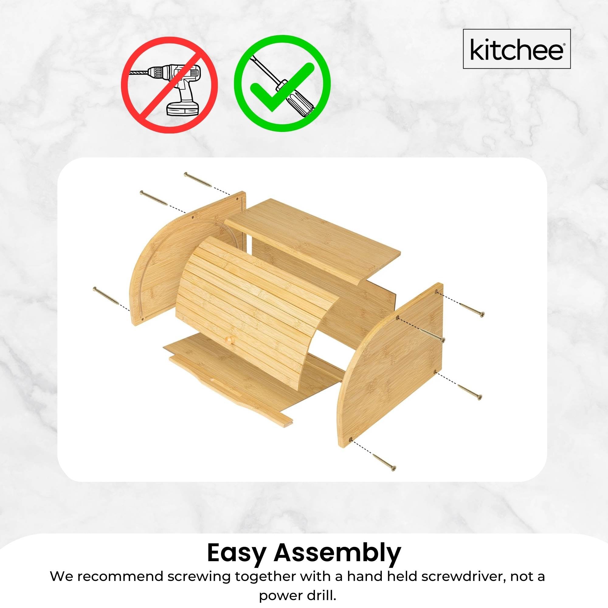 Kitchee 40cm Bamboo Bread Box - Storage Bin Keeper Kitchen Counter Container 6