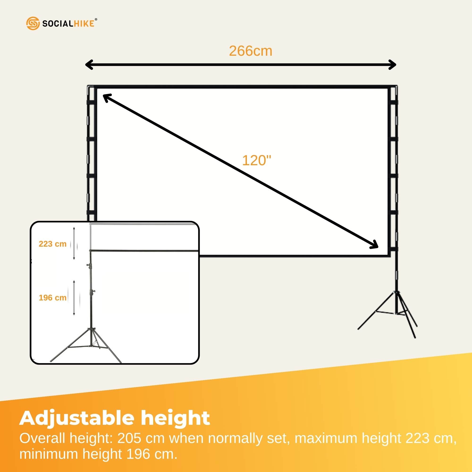 120” Portable Movie Projector Screen - Outdoor Indoor 16:9 4K Tripod Stand Case 5
