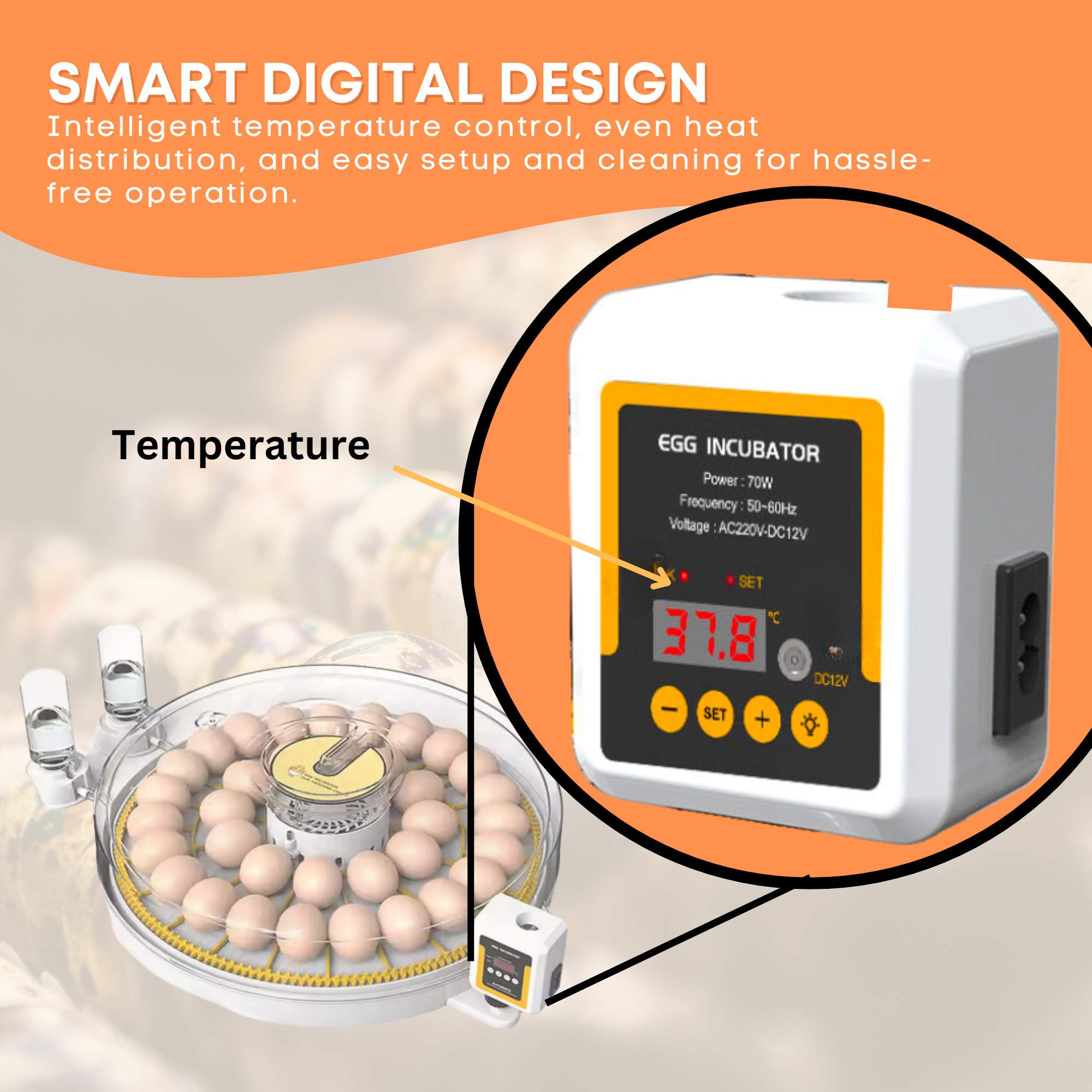 Automatic 35 Egg Incubator - Electric Digital Turning Chicken Quail Duck Hatching 6