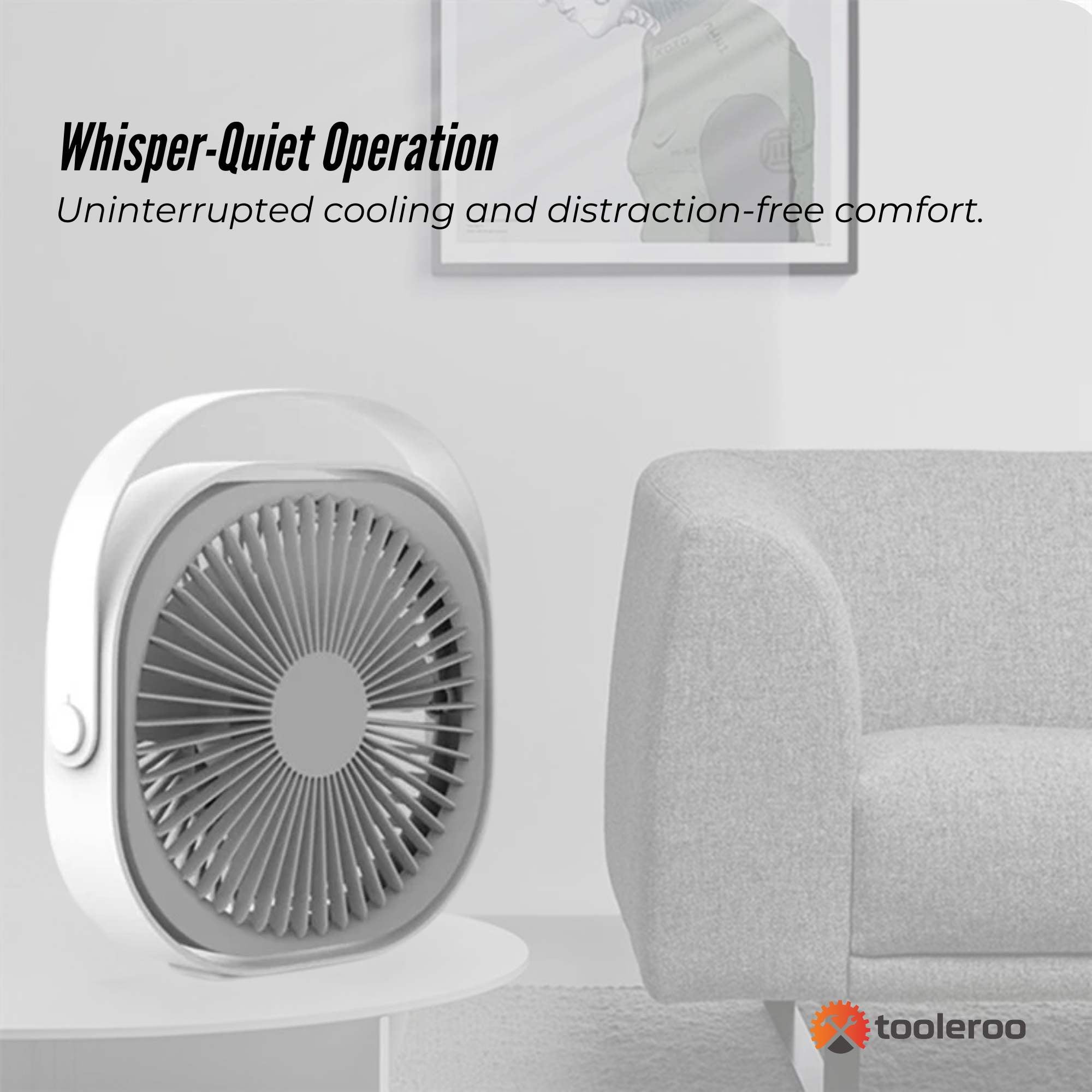3-Speed USB 20cm Desktop Fan – Quiet Portable Lightweight Rechargeable Cooler 3