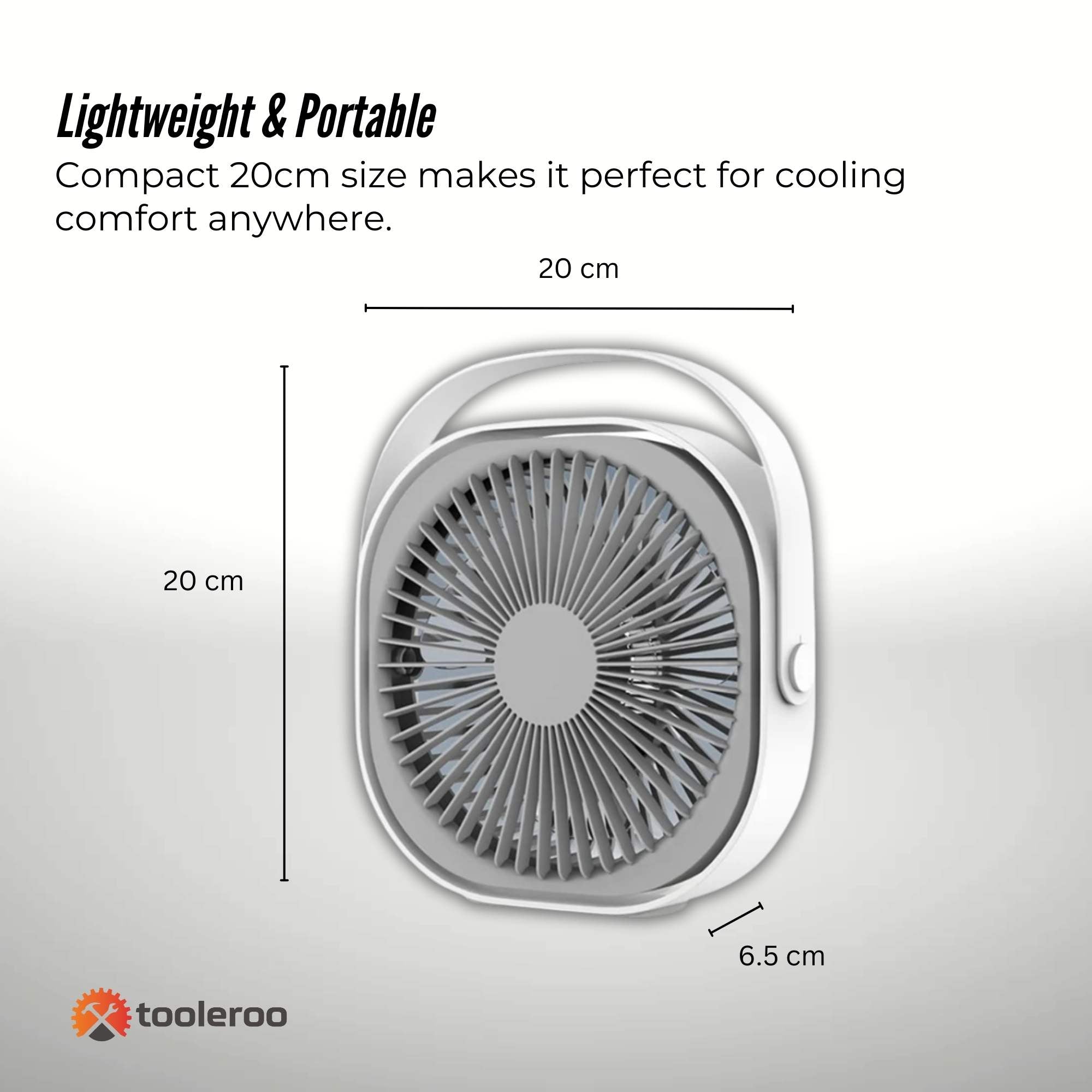 3-Speed USB 20cm Desktop Fan – Quiet Portable Lightweight Rechargeable Cooler 6