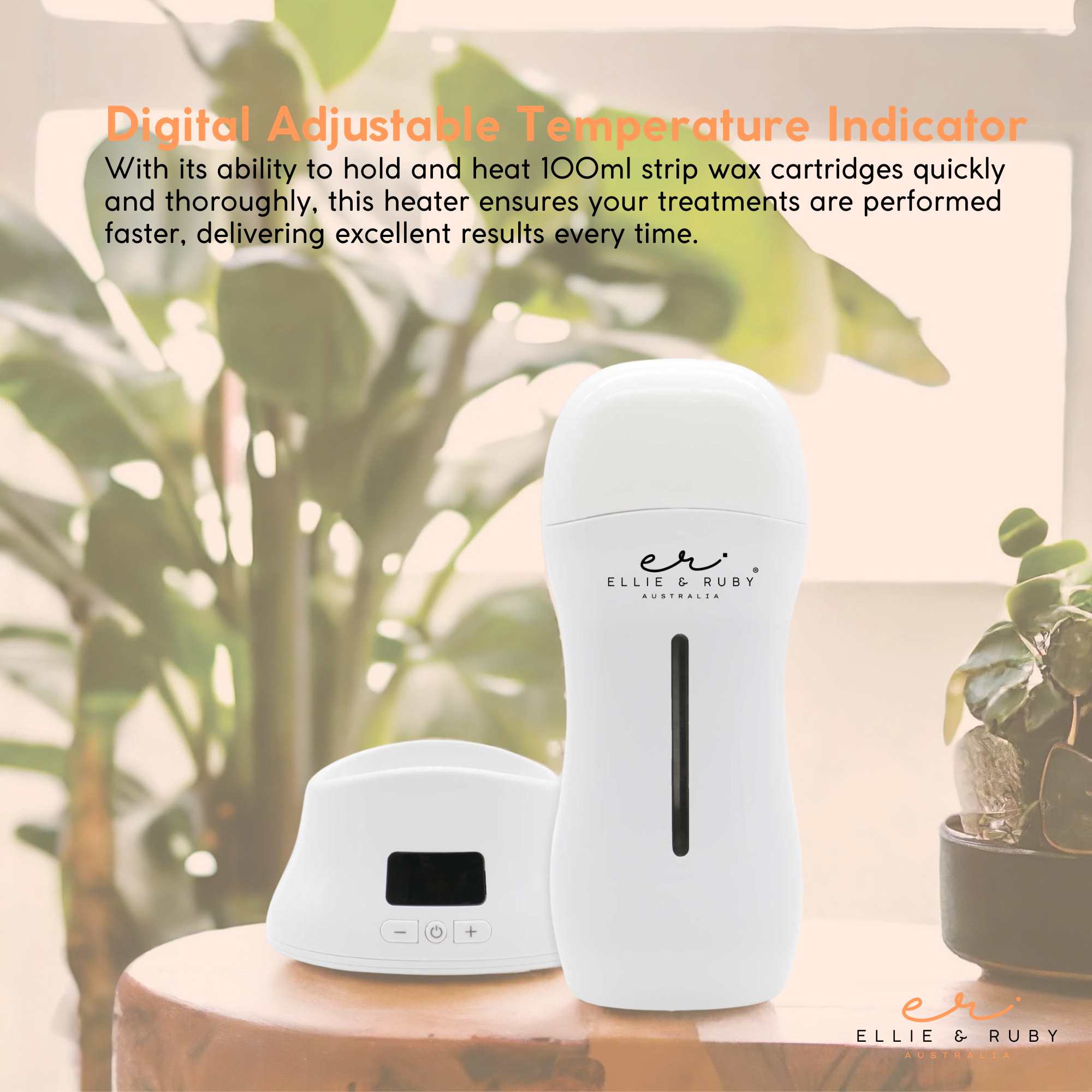 Ellie & Ruby 100ml Digital Wax Warmer + 100ml Aloe Vera Cartridge Pack 5