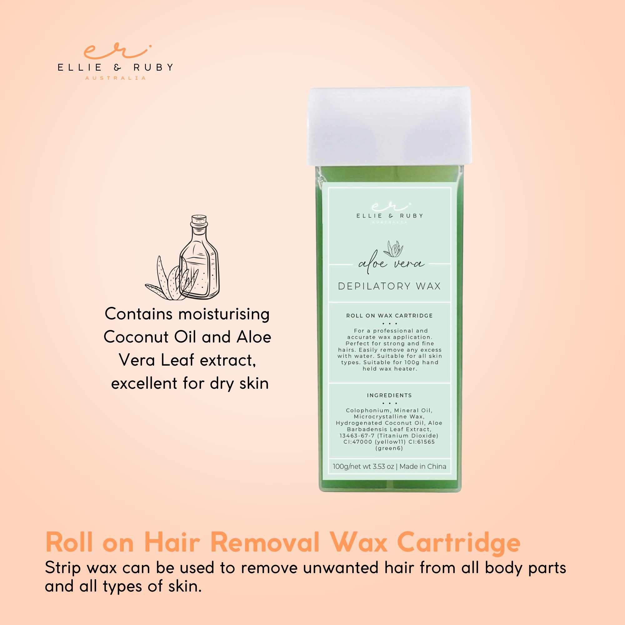 Ellie & Ruby 100ml Digital Wax Warmer + 100ml Aloe Vera Cartridge Pack 6