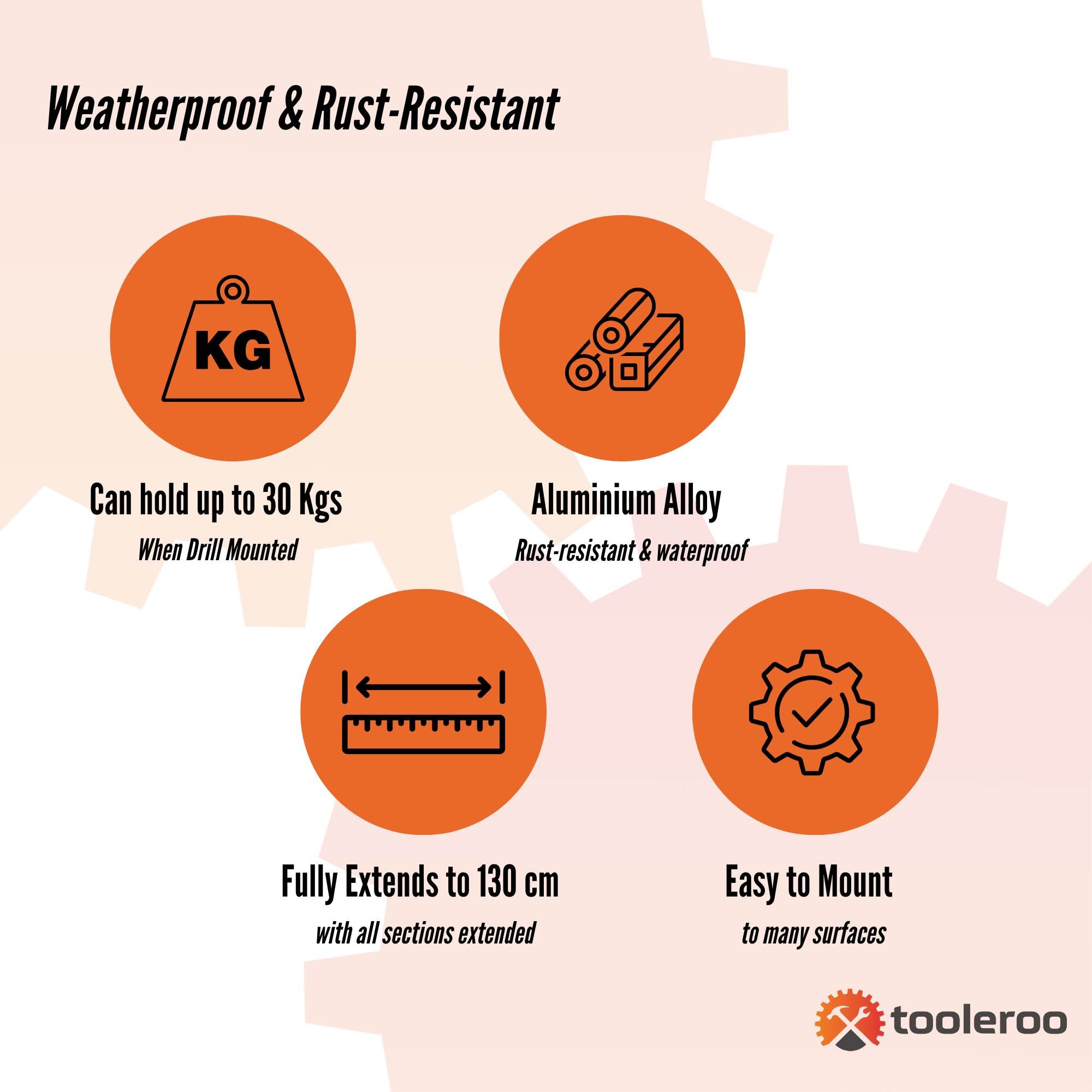 Tooleroo Clothes Drying Rack Tri-Fold Wall-Mount Space-Saving Laundry Hanger 7