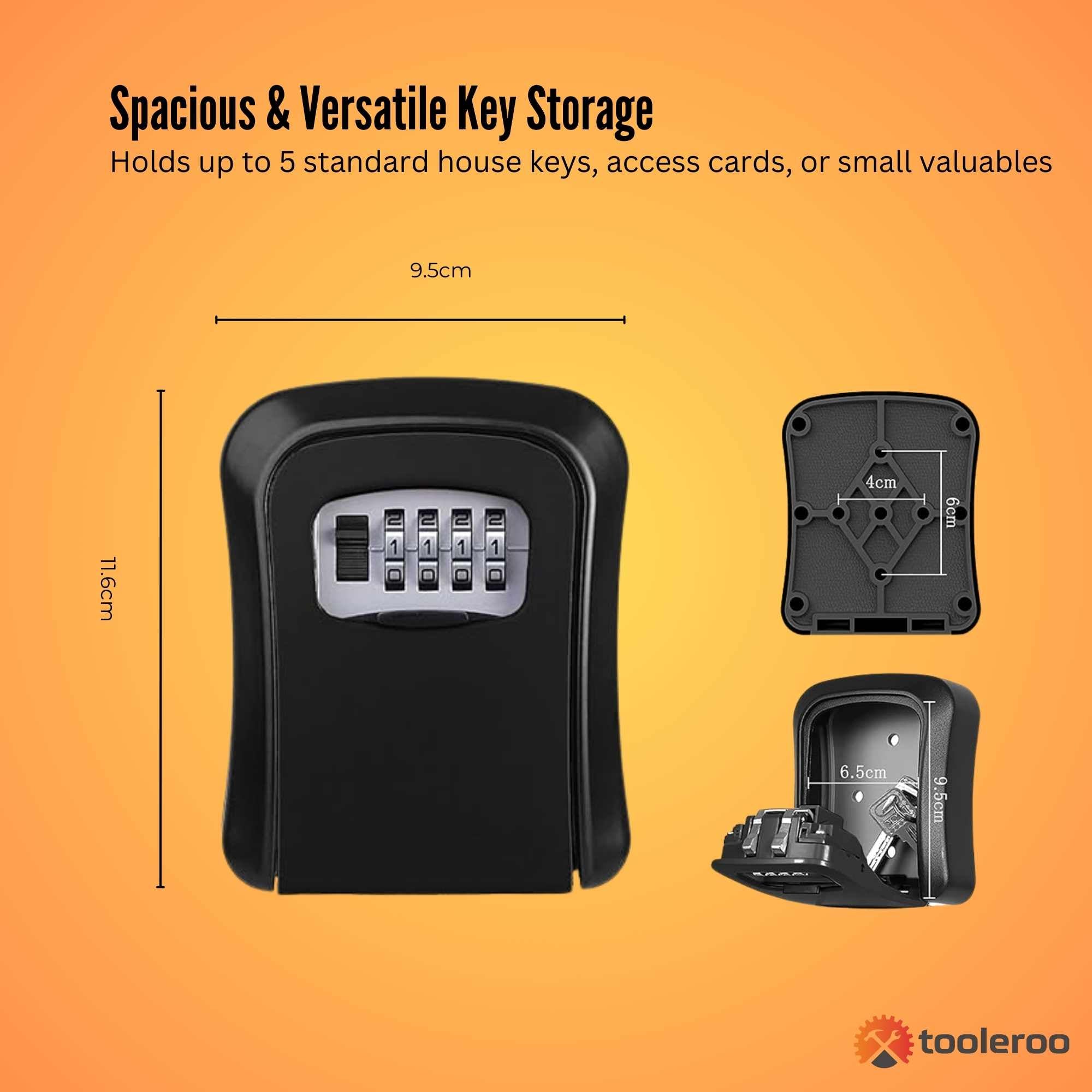Tooleroo Wall Mount Key Lock Box – 4-Digit Safe Weatherproof Secure Storage 5