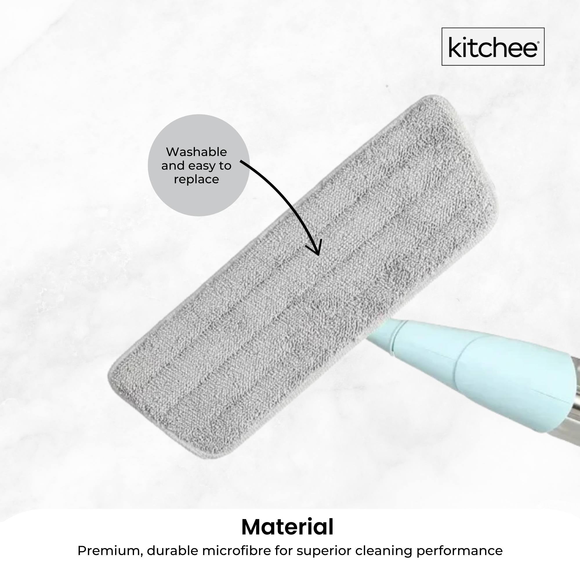 Kitchee Refillable Spray Floor Mop with Reusable & Washable Multi-Surface Microfibre Pad 6