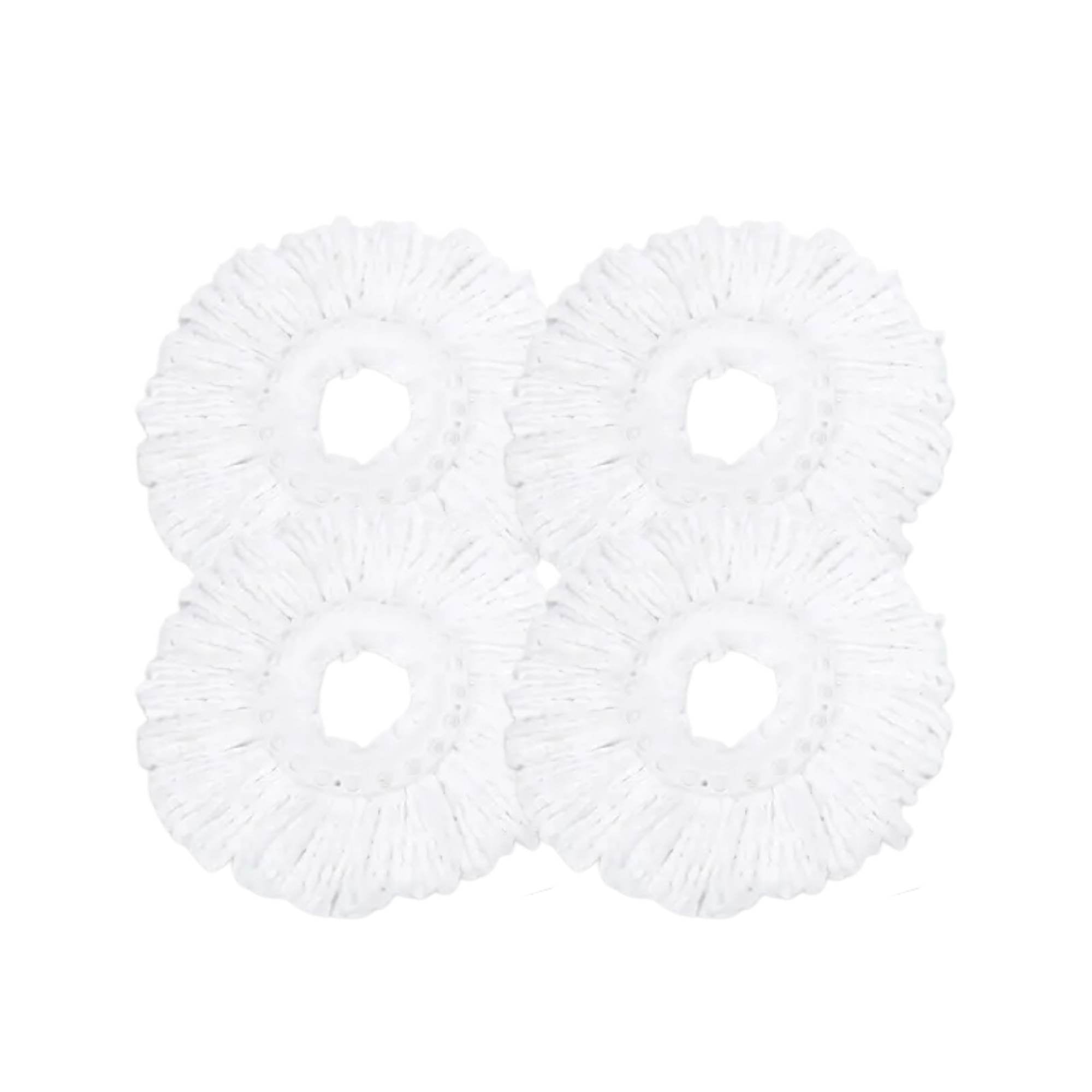4x Kitchee Microfibre Mop Head Replacement for Kitchee Spin Mop - White Round