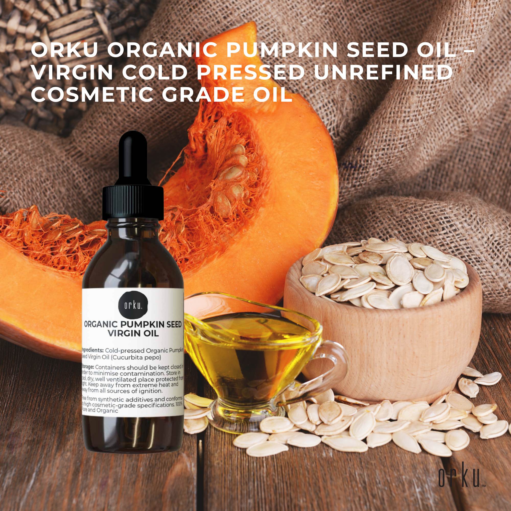 Orku 25ml Organic Pumpkin Seed Oil – Virgin Cold Pressed Unrefined Cosmetic Gr.