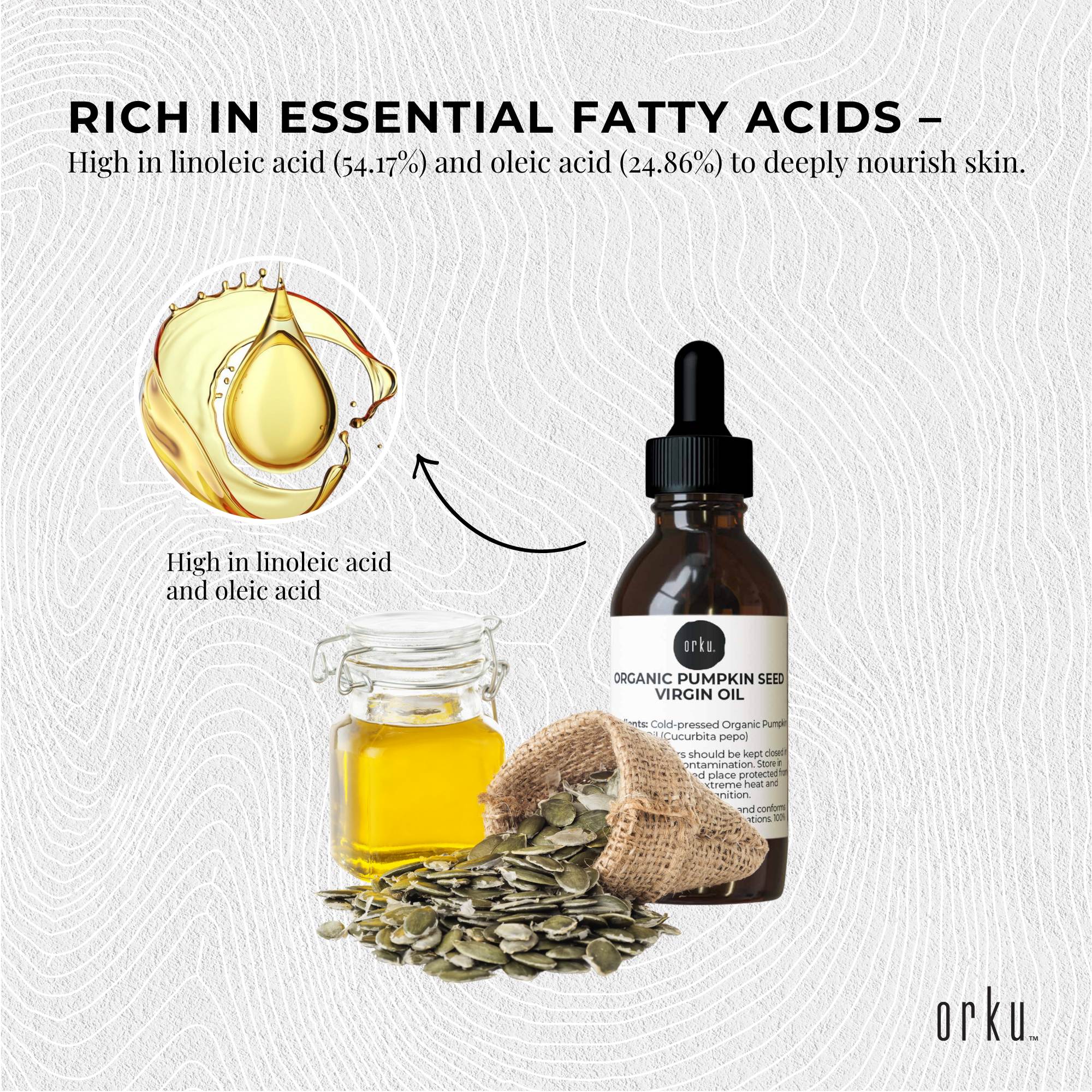 Orku 25ml Organic Pumpkin Seed Oil – Virgin Cold Pressed Unrefined Cosmetic Gr. 4