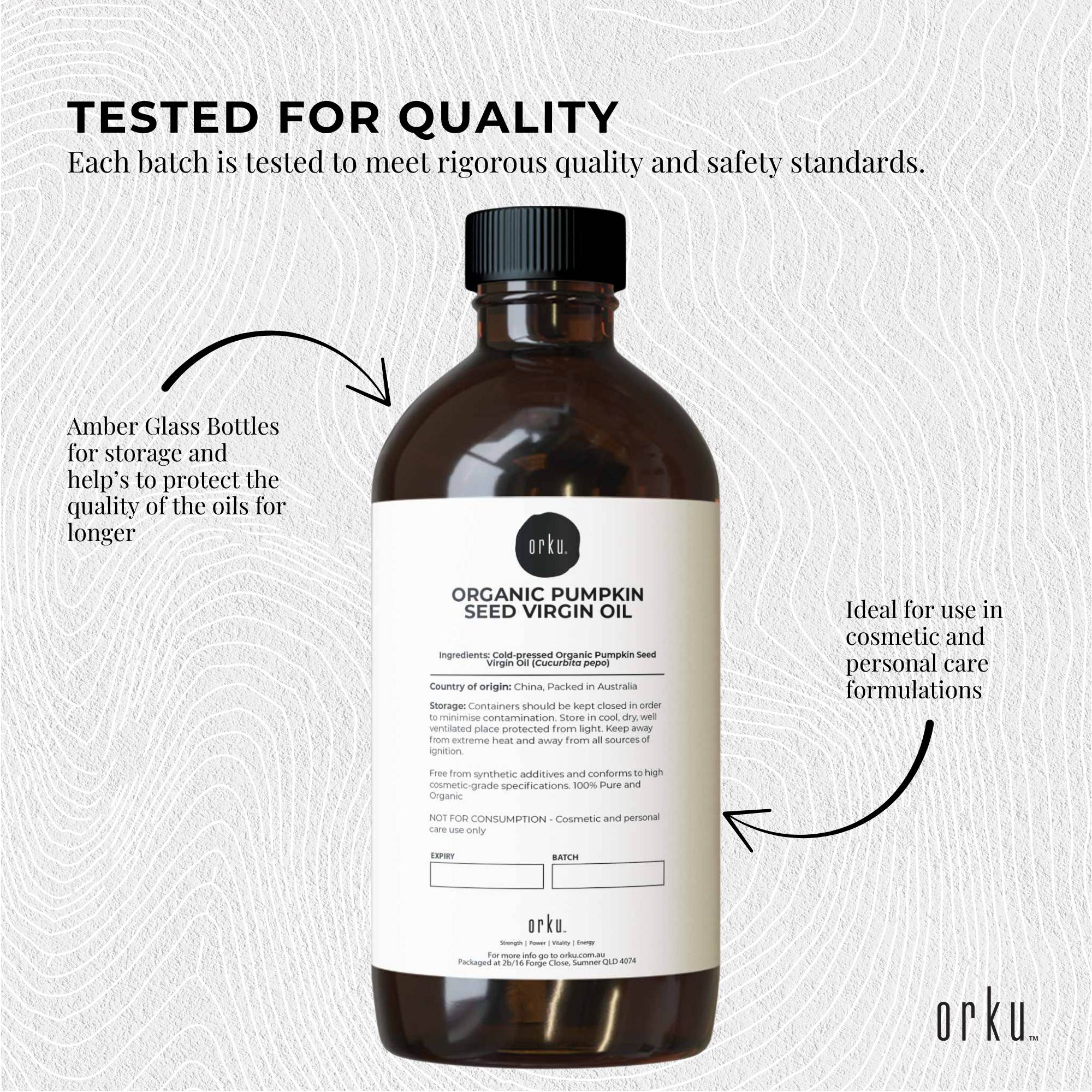 Orku 500ml Organic Pumpkin Seed Oil – Virgin Cold Pressed Unrefined Cosmetic Gr. 6