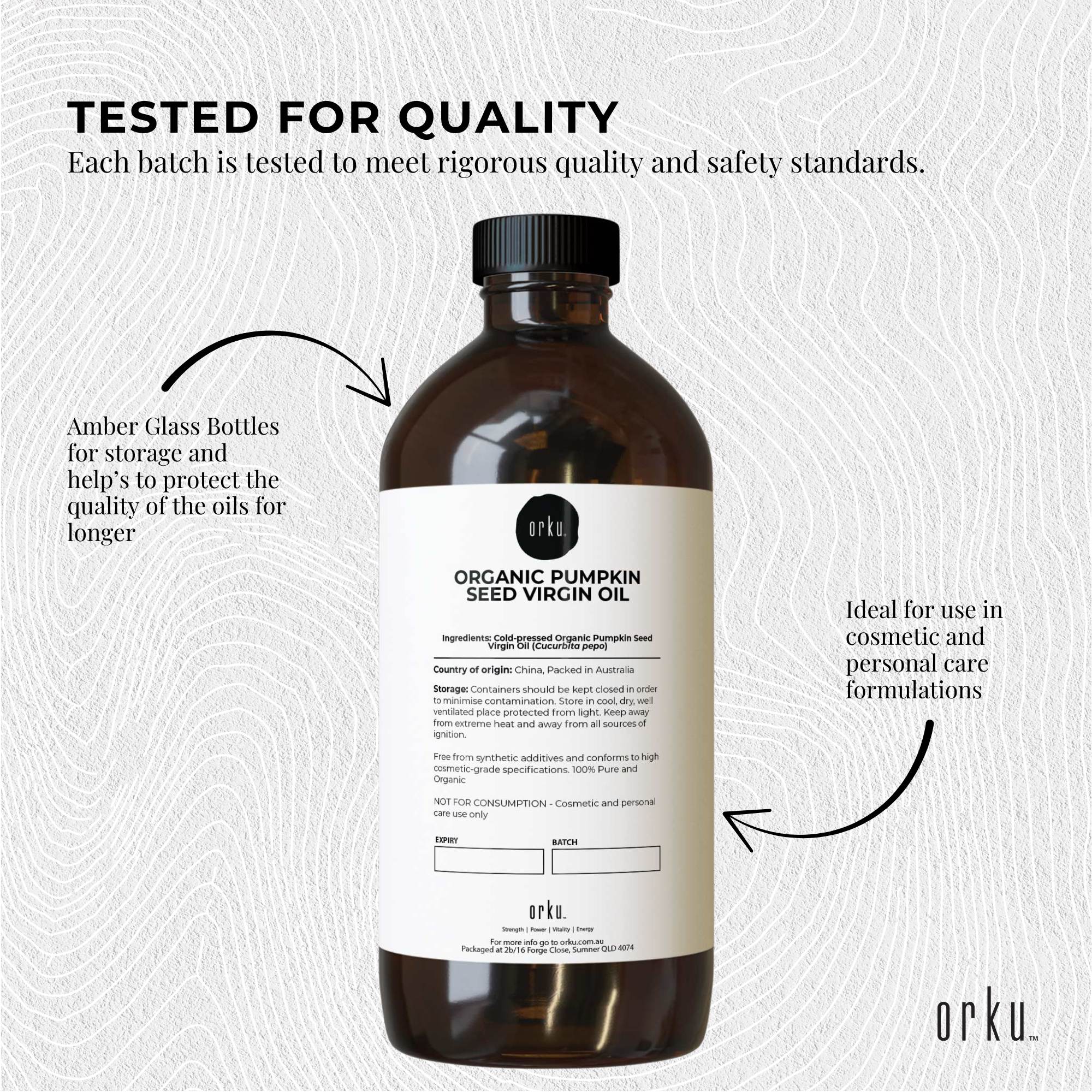 Orku 1L Organic Pumpkin Seed Oil – Virgin Cold Pressed Unrefined Cosmetic Gr. 6