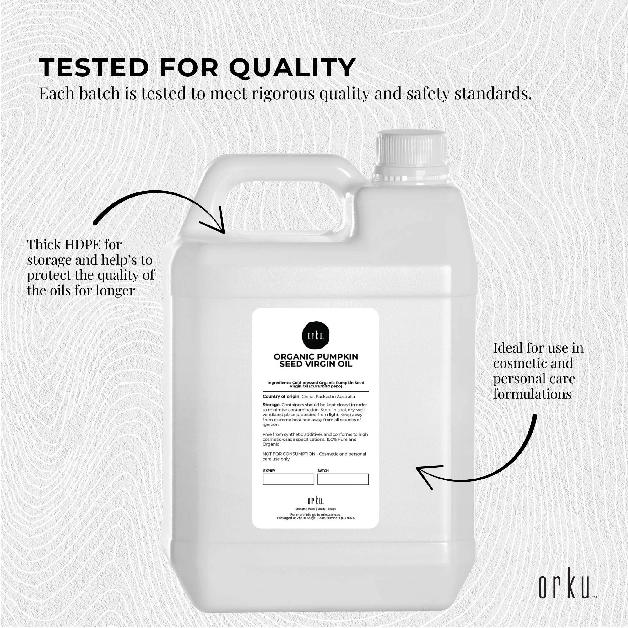 Orku 5L Organic Pumpkin Seed Oil – Virgin Cold Pressed Unrefined Cosmetic Gr. 7